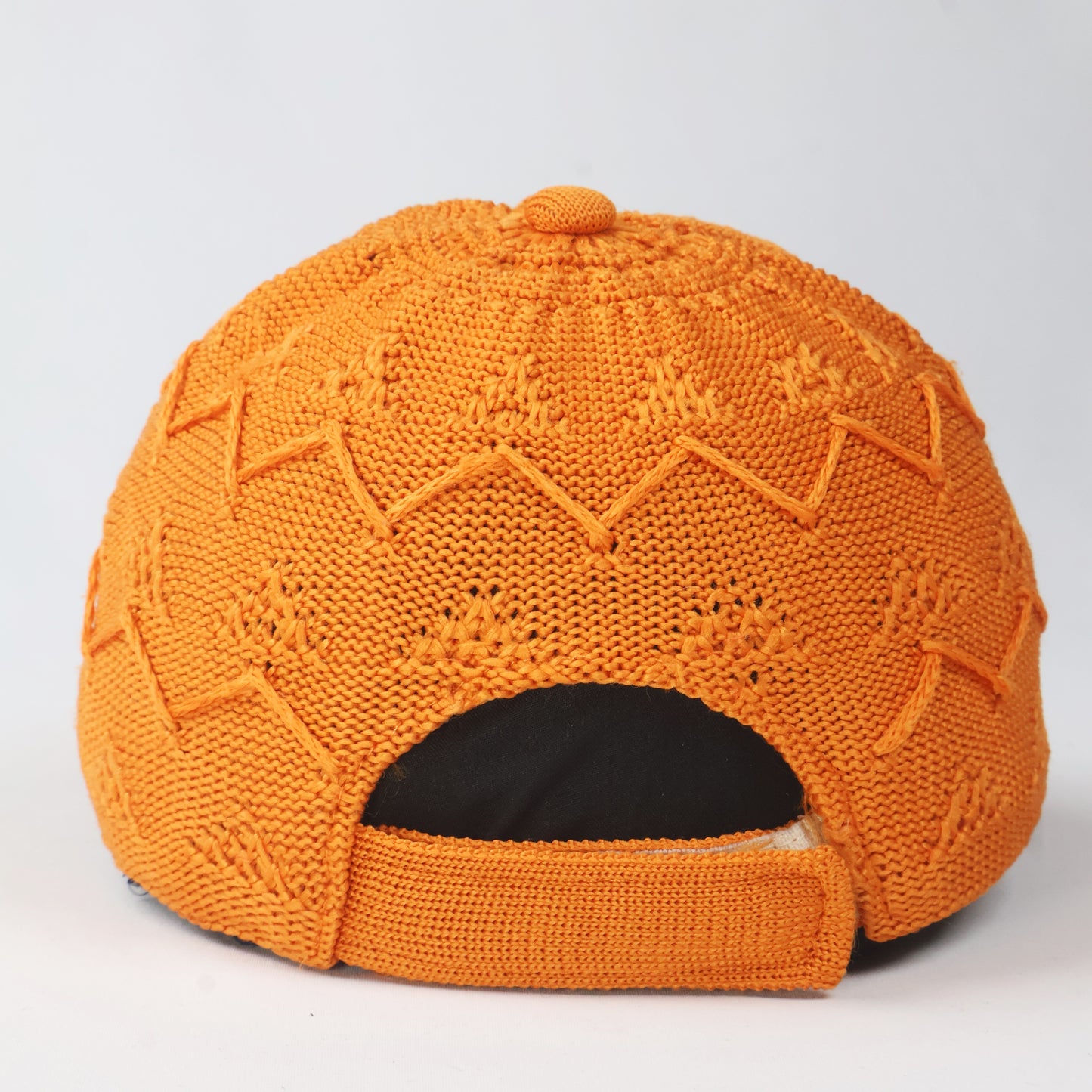 Orange Knitted Chevron Pattern Cap