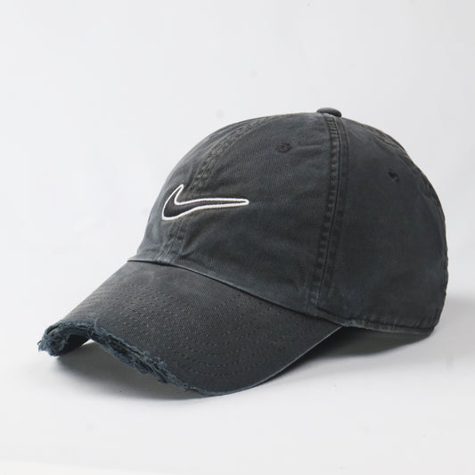 Nike Swoosh Distressed Dad Hat - Faded Black