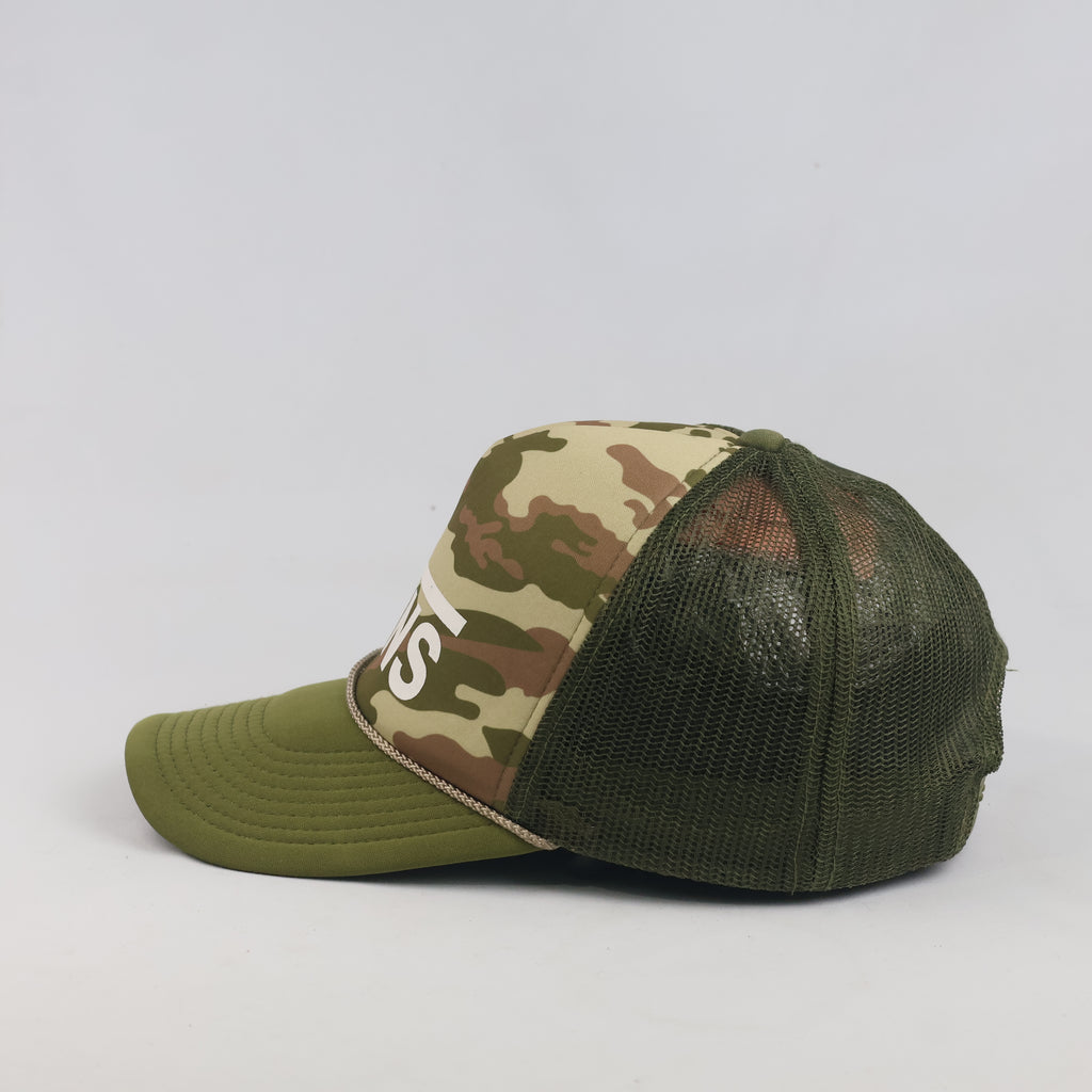 Thrifted Vans Green Camo Rope Mesh Trucker Cap (59-61 cm) | 10057