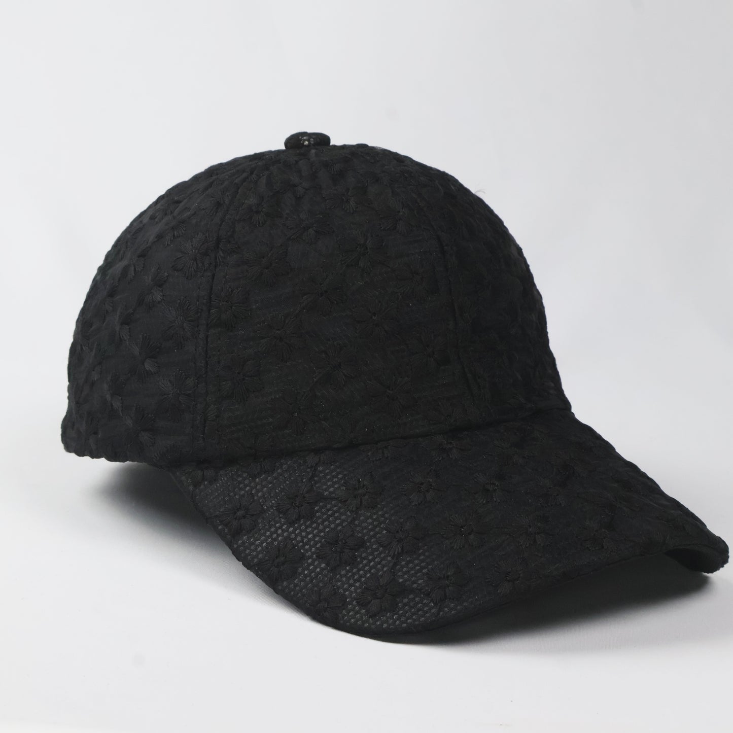 Black Floral Lace Baseball Cap