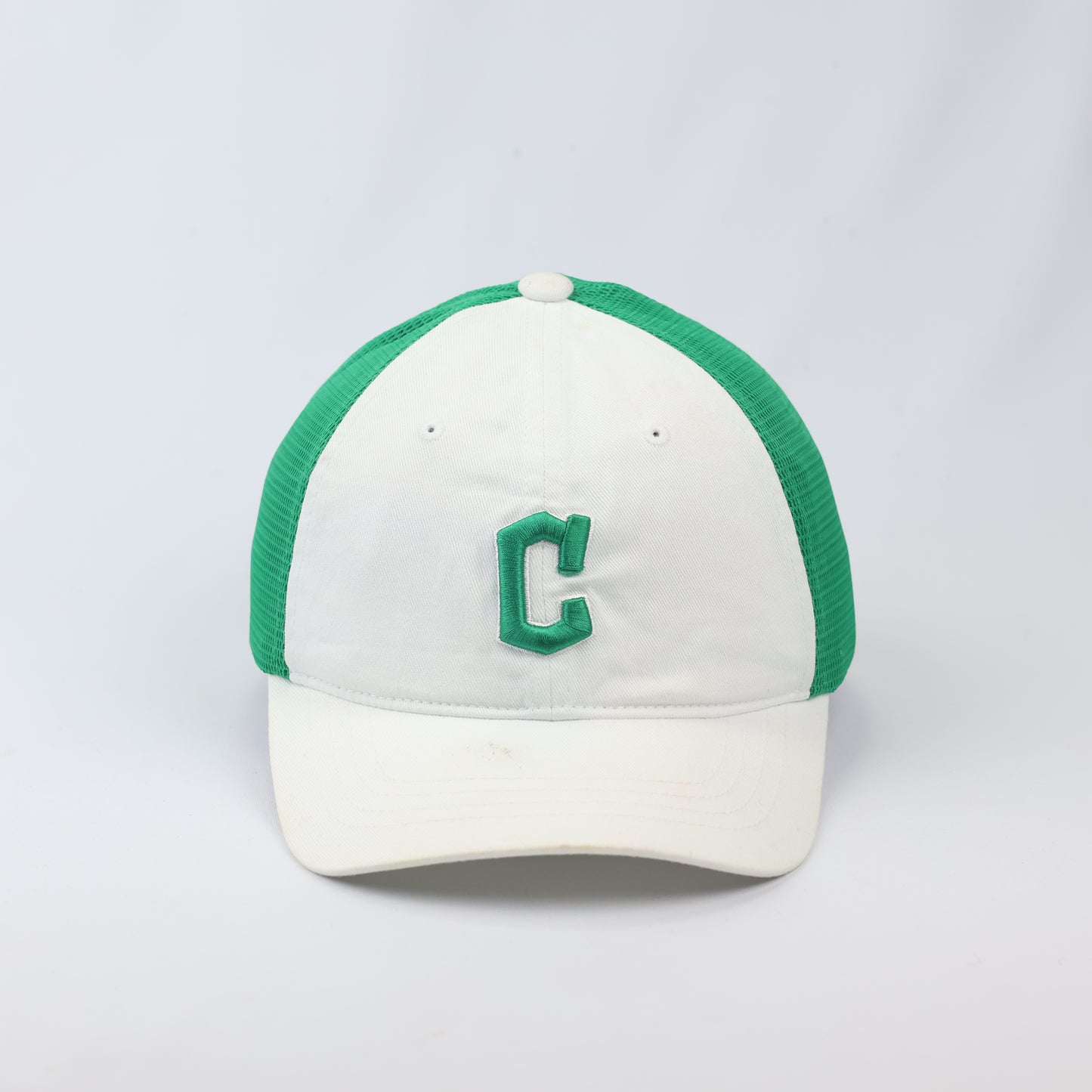 Vintage MLB Two-Tone Mesh Trucker Thrifted Cap with Embroidered "C"
