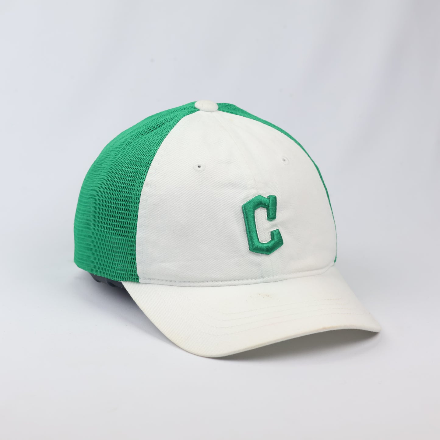 Vintage MLB Two-Tone Mesh Trucker Thrifted Cap with Embroidered "C"