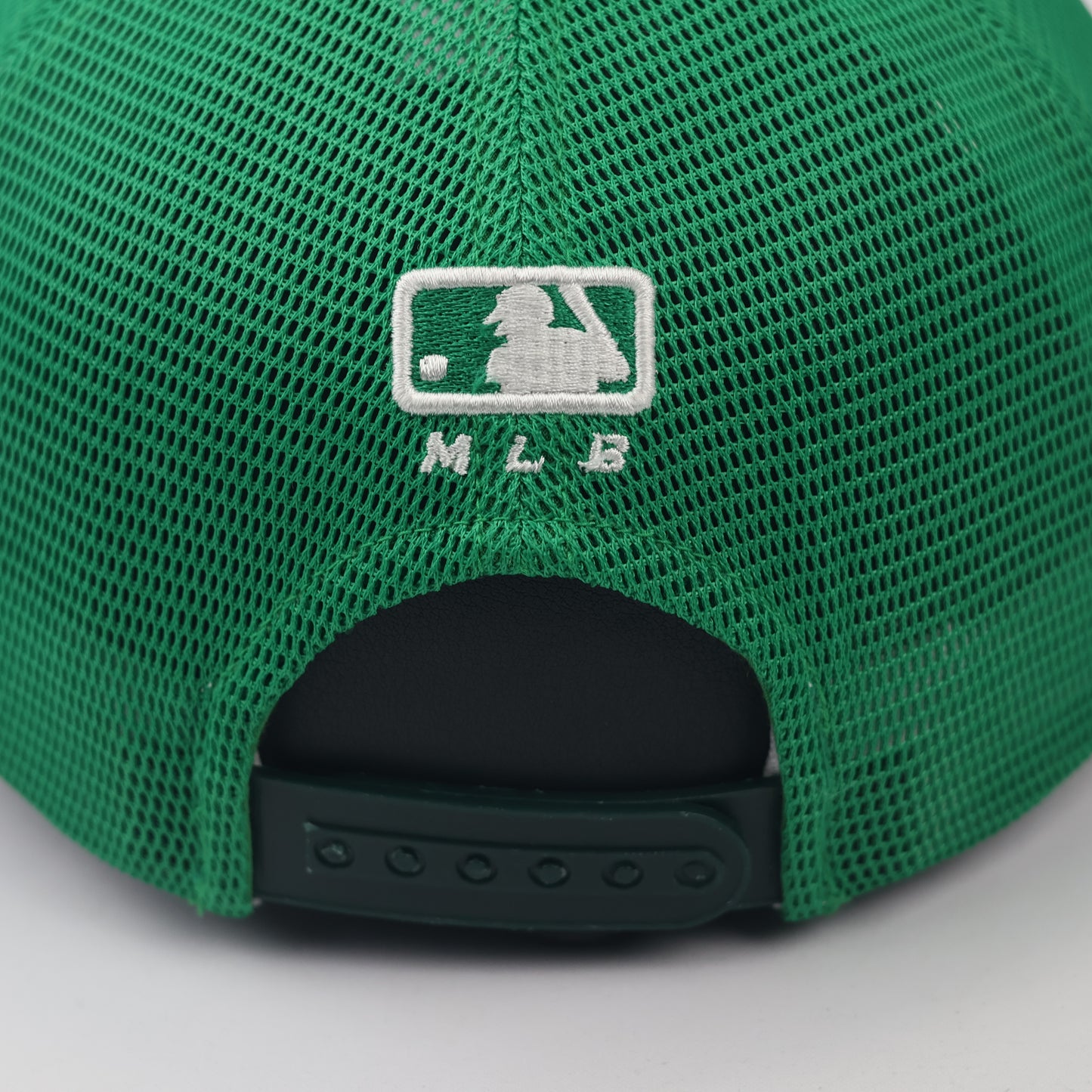 Vintage MLB Two-Tone Mesh Trucker Thrifted Cap with Embroidered "C"