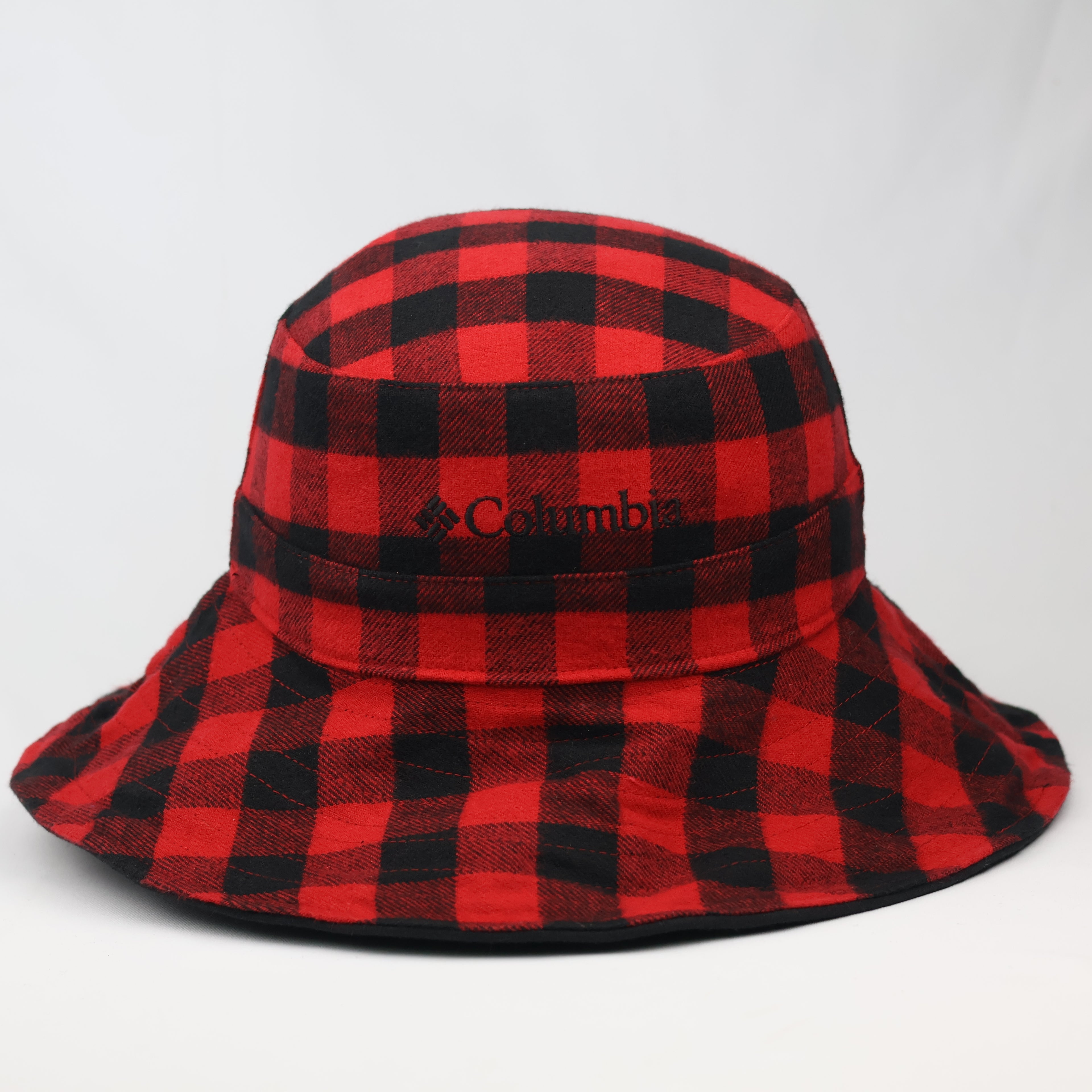 Columbia Reversible thick cotton Bucket Hat – Red Buffalo Plaid & Black