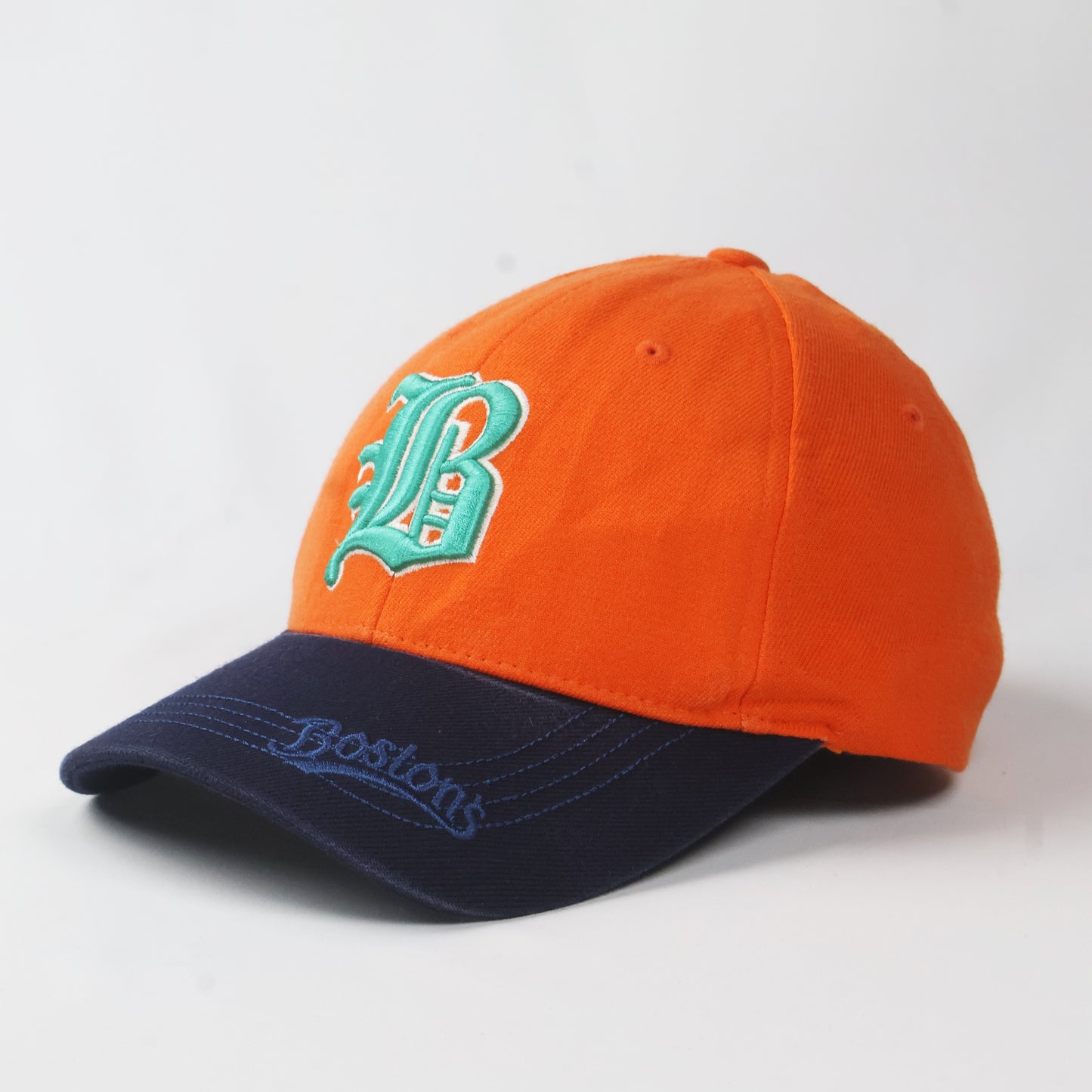 Korean Made "Boston's" Fitted Hat - Orange & Navy