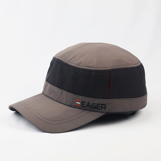 Vintage Brown Military Style Cadet Thrifted Cap - 57-58 cm