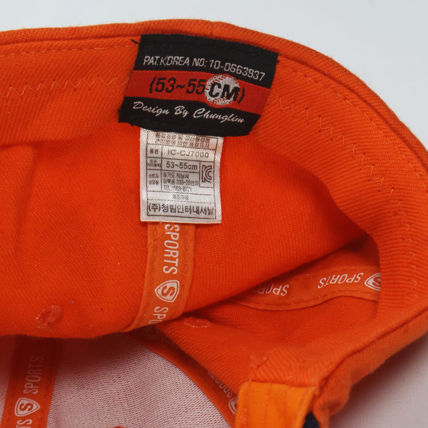 Korean Made "Boston's" Fitted Hat - Orange & Navy