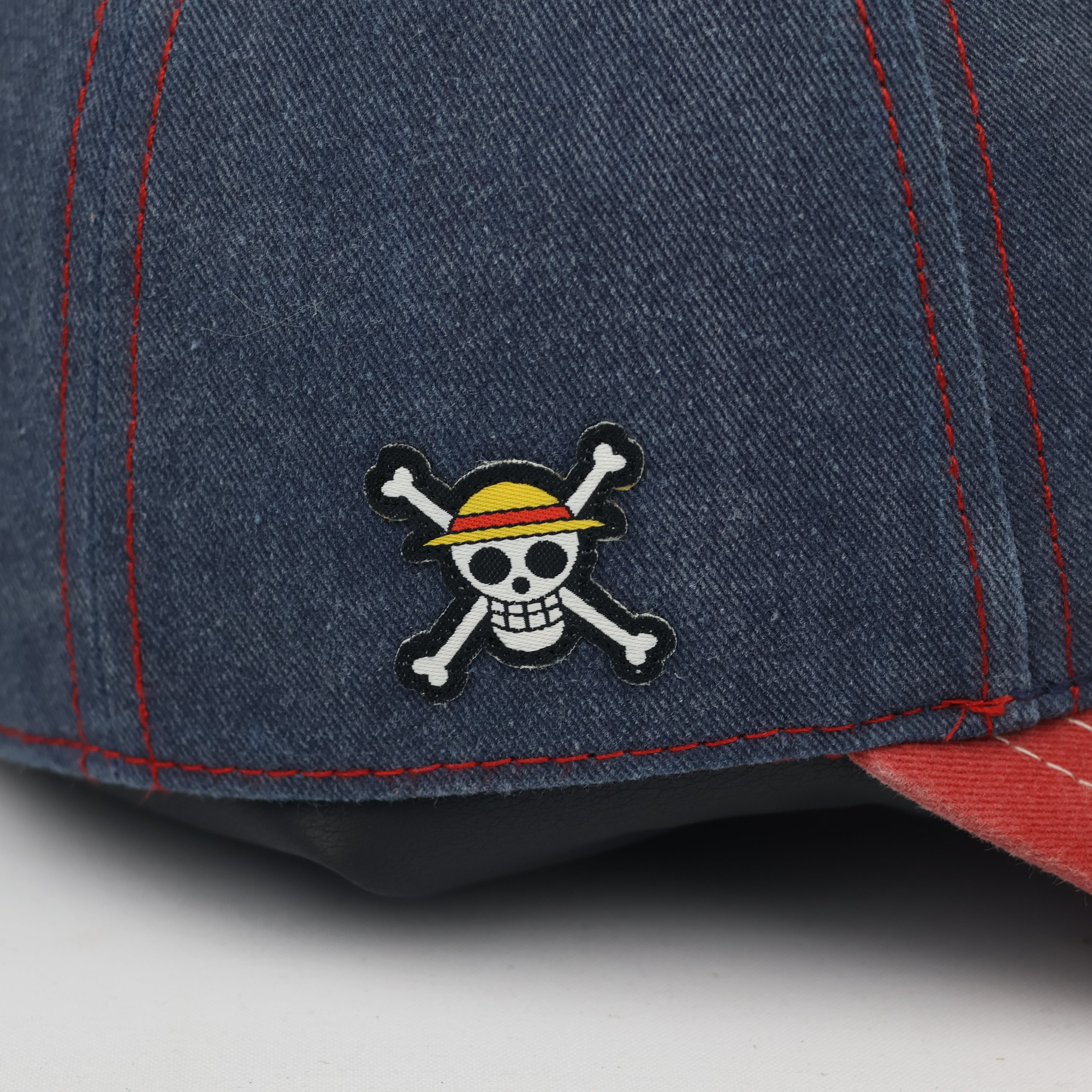 Vintage-Style One Piece Luffy Cotton Cap – Red & Blue Two-Tone Hat