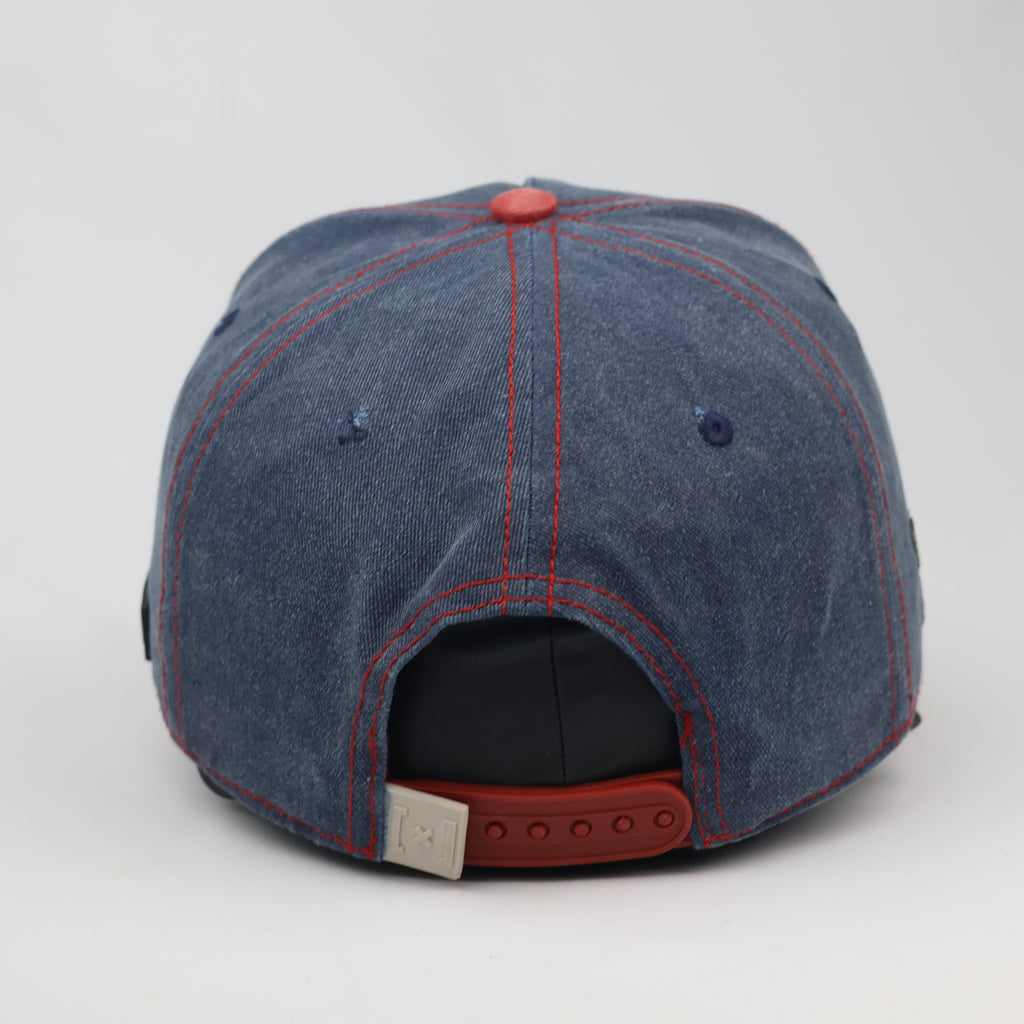 Vintage-Style One Piece Luffy Cotton Cap – Red & Blue Two-Tone Hat