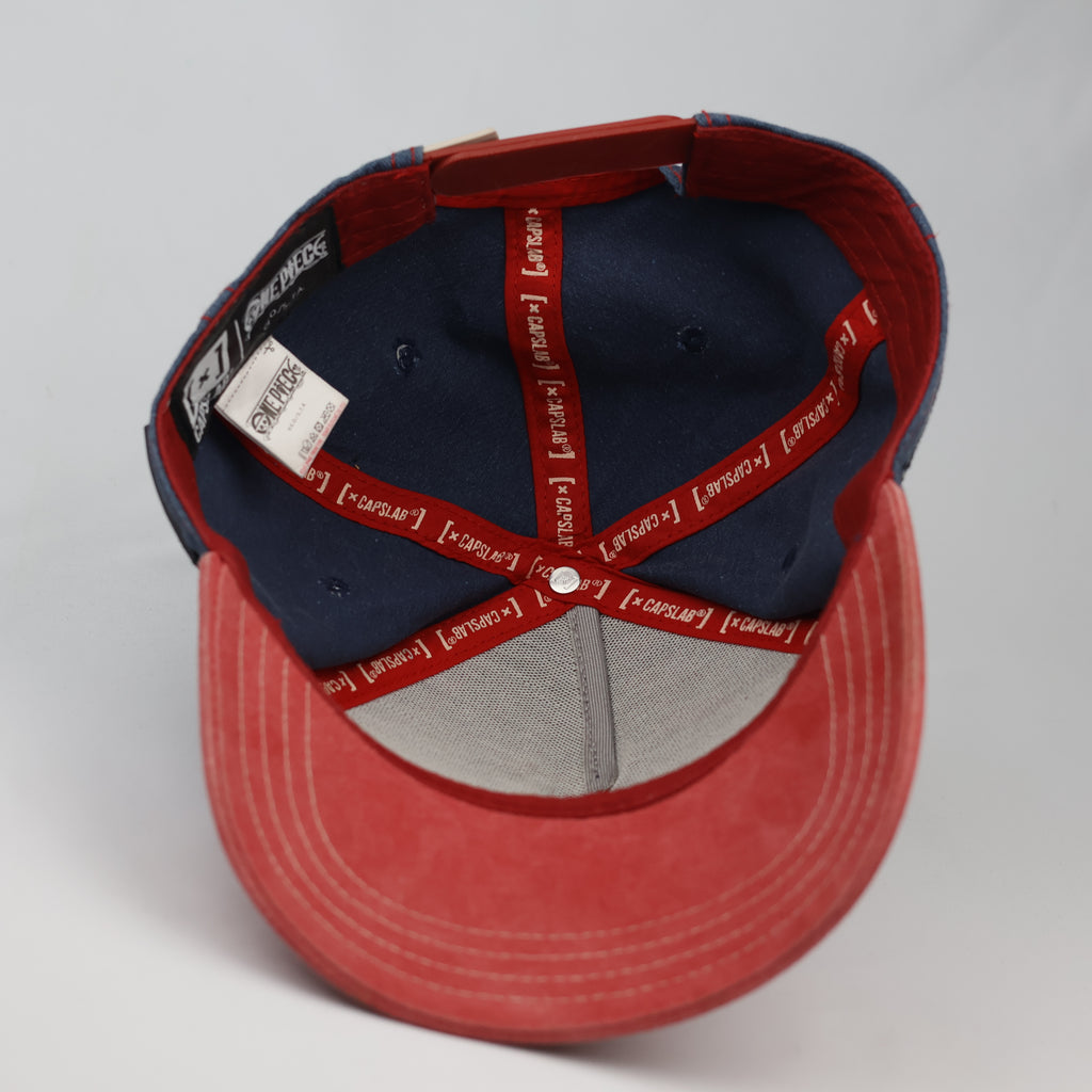 Vintage-Style One Piece Luffy Cotton Cap – Red & Blue Two-Tone Hat