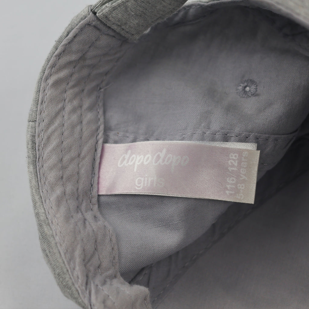 Girls' Grey Floral Butterfly Cap | Dopodopo 5-8 Years | Thrifted Summer Hat