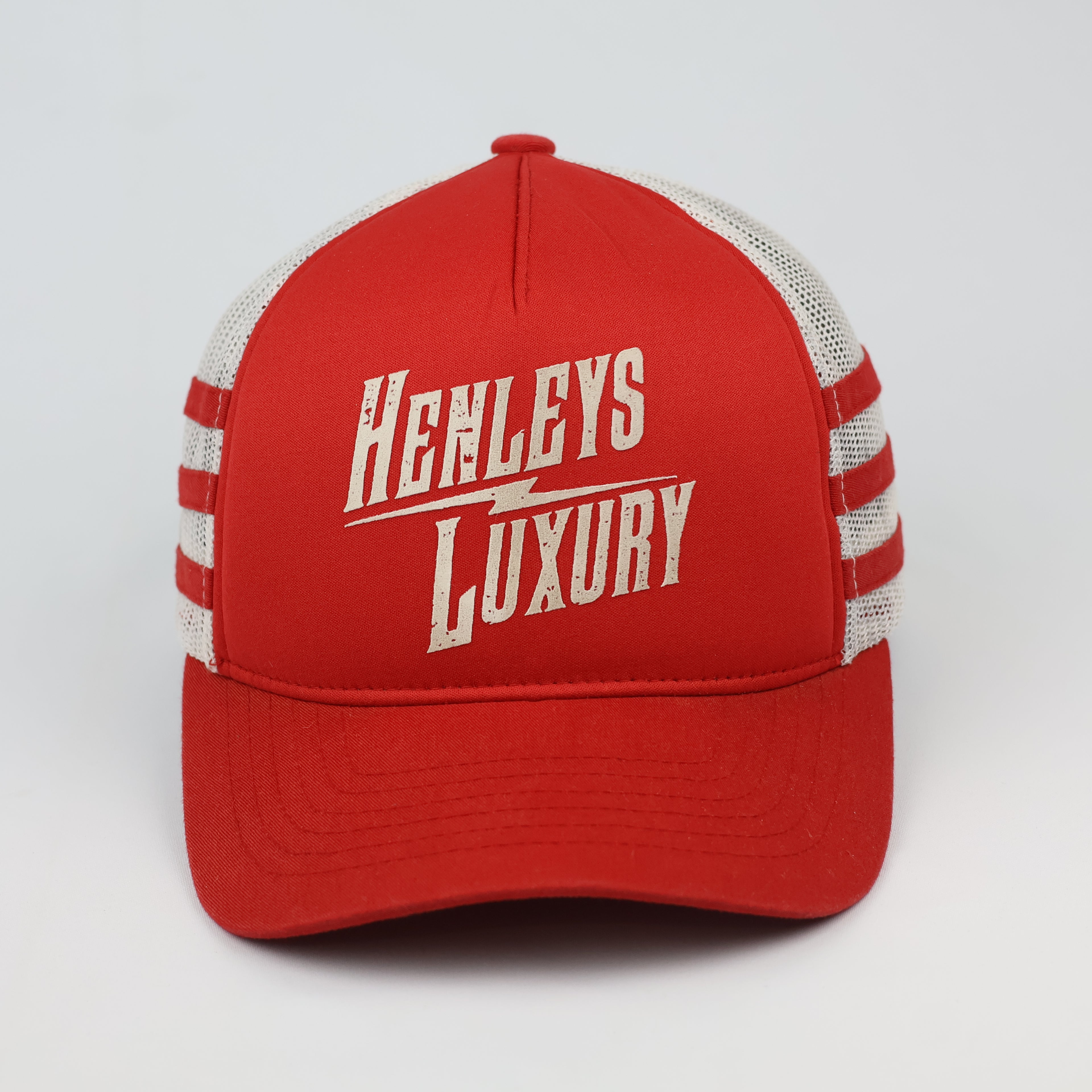 Henleys Luxury Red & White Trucker Hat - Retro Streetwear Cap