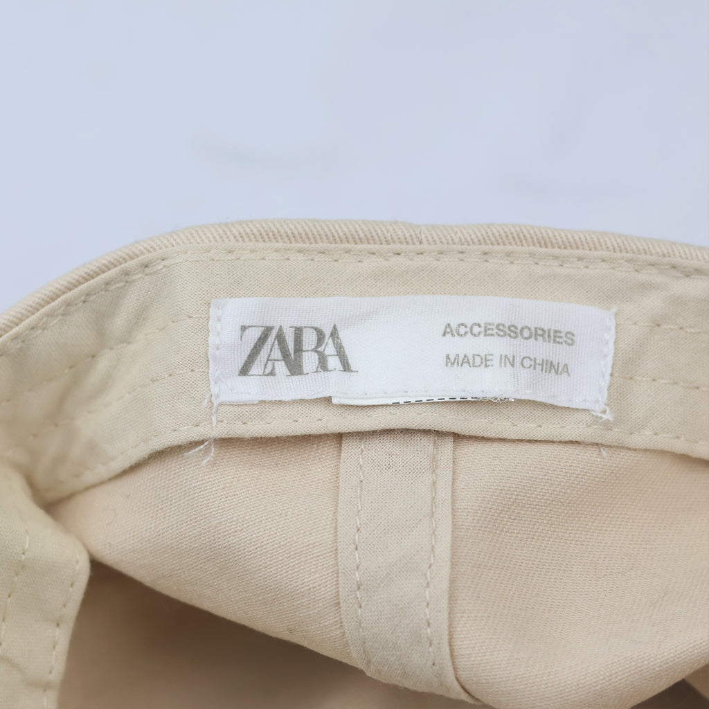 ZARA "Downtown Boston" Beige Cotton Baseball Thrifted Cap