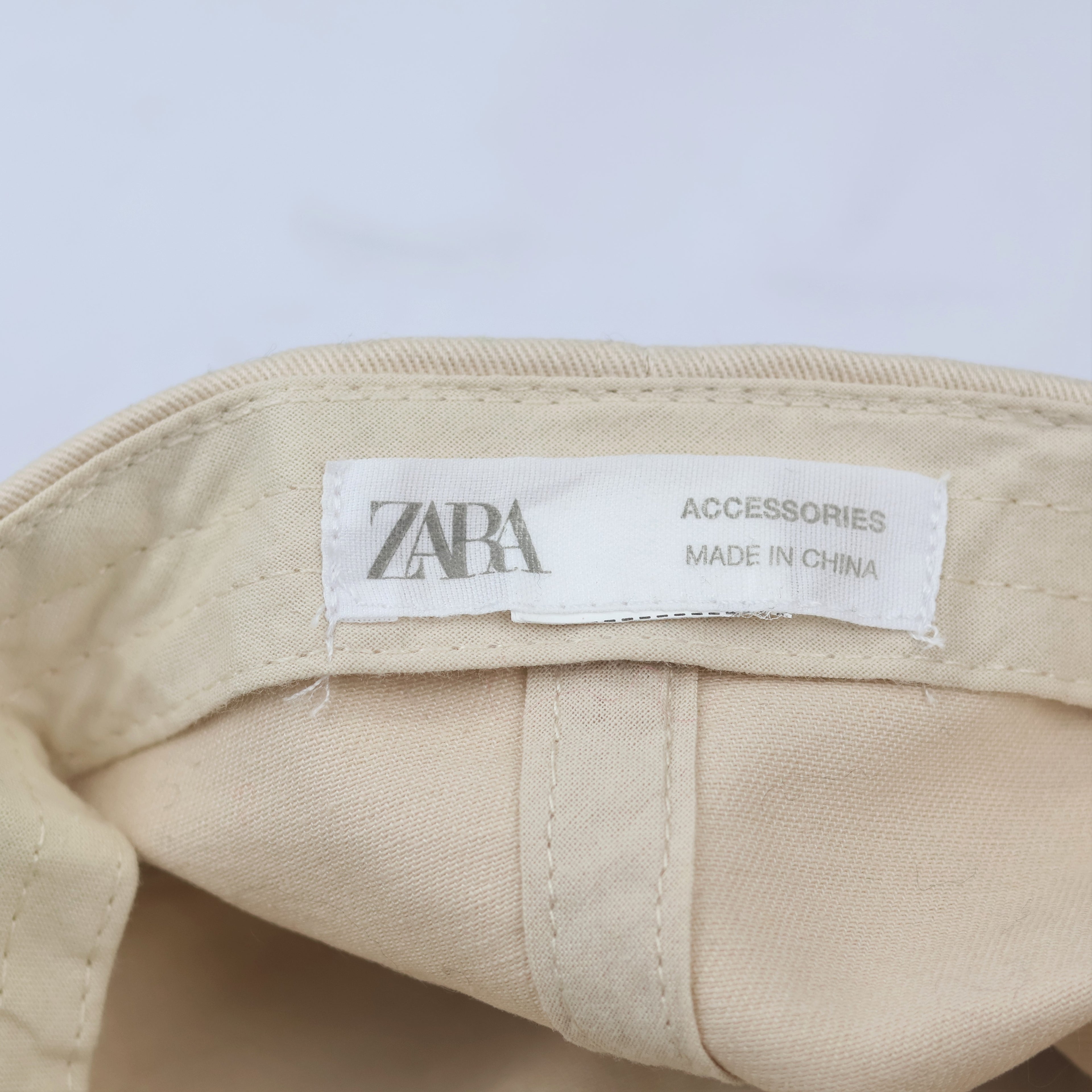 ZARA "Downtown Boston" Beige Cotton Baseball Thrifted Cap