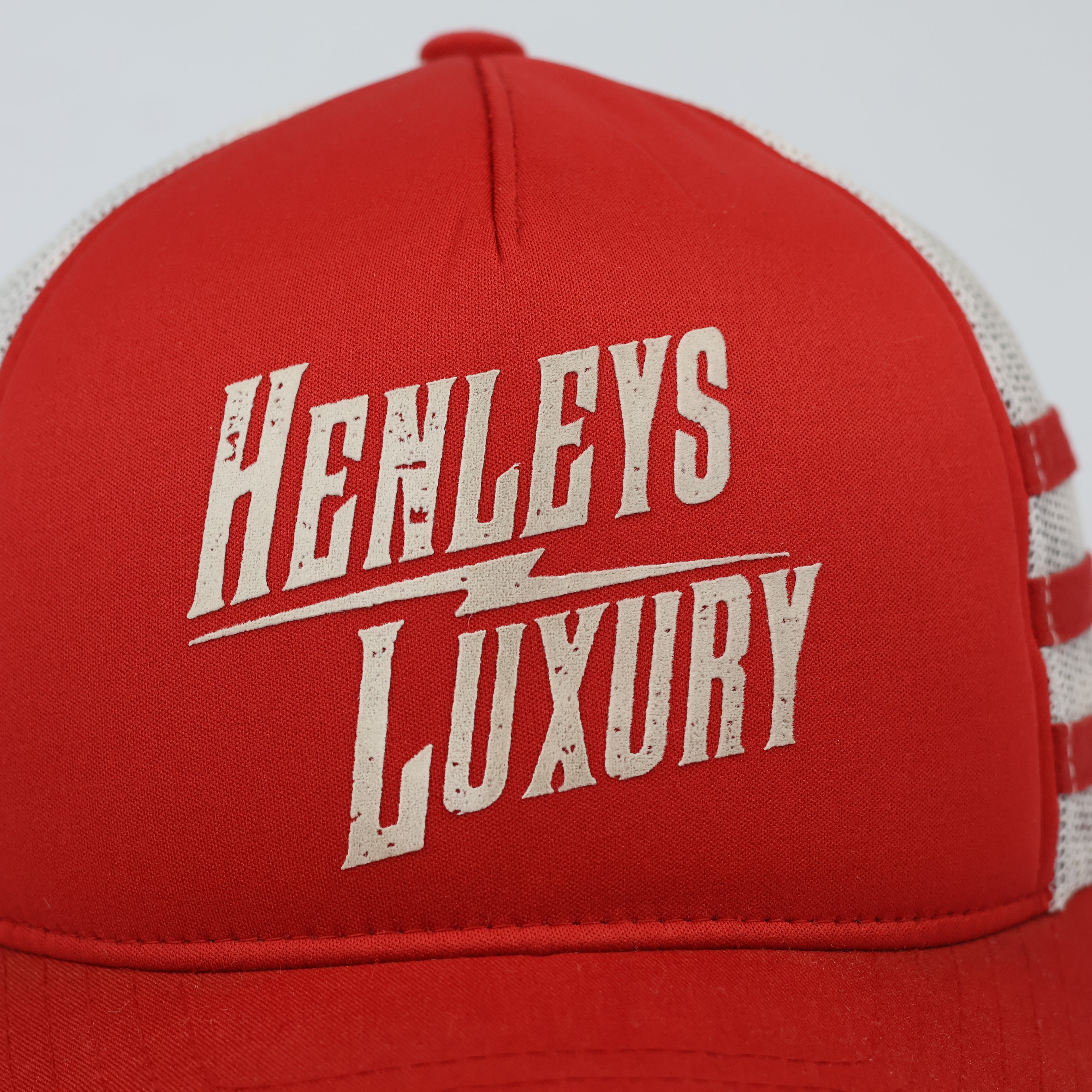 Henleys Luxury Red & White Trucker Hat - Retro Streetwear Cap