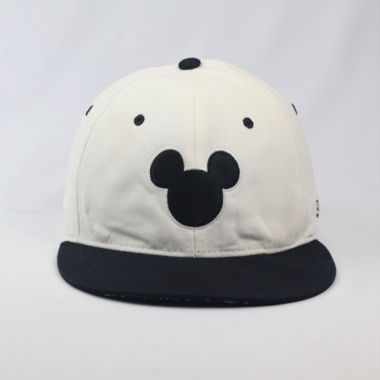 Vintage-Style Mickey Mouse Embroidered Flat Brim Thrifted Hat