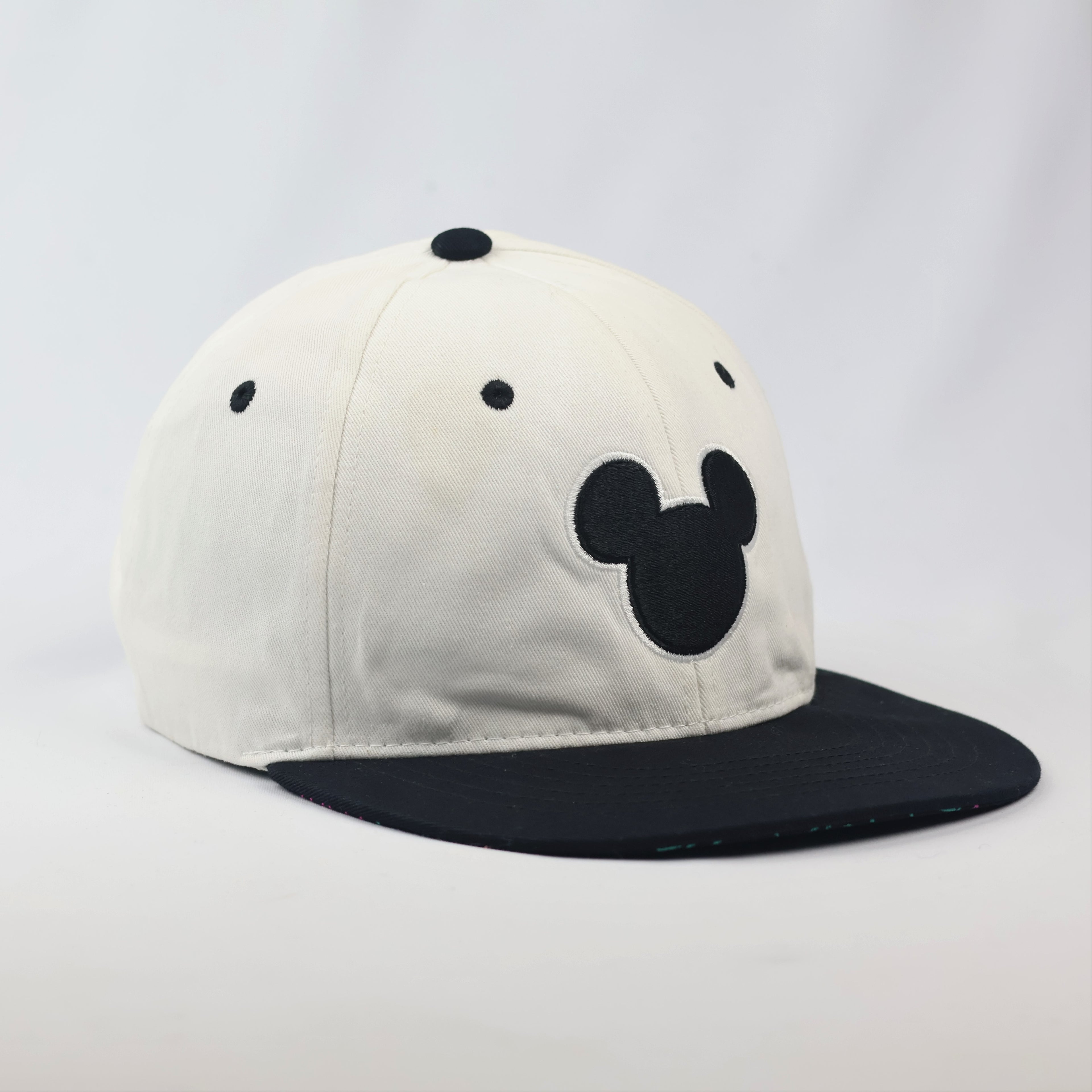 Vintage-Style Mickey Mouse Embroidered Flat Brim Thrifted Hat