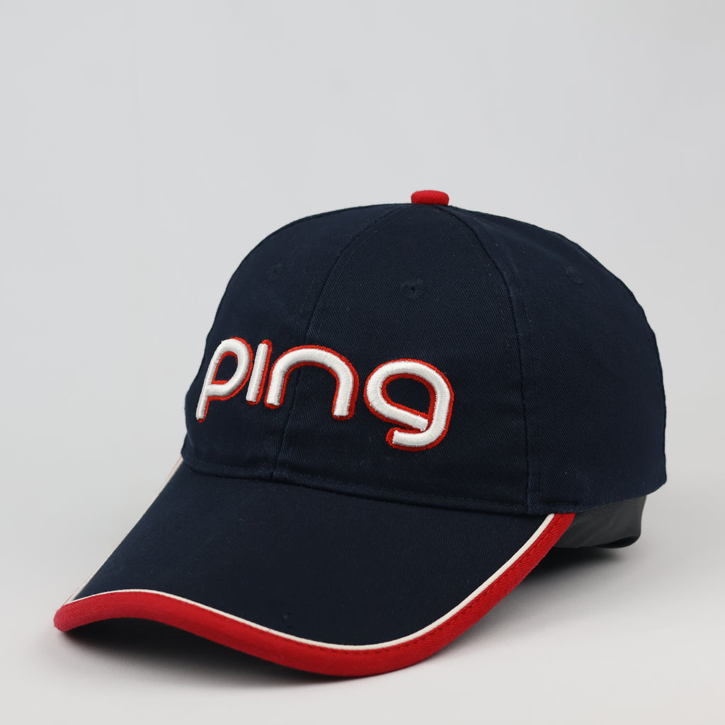 Vintage PING Golf Adjustable Baseball Thrifted Cap - Navy/Red/White