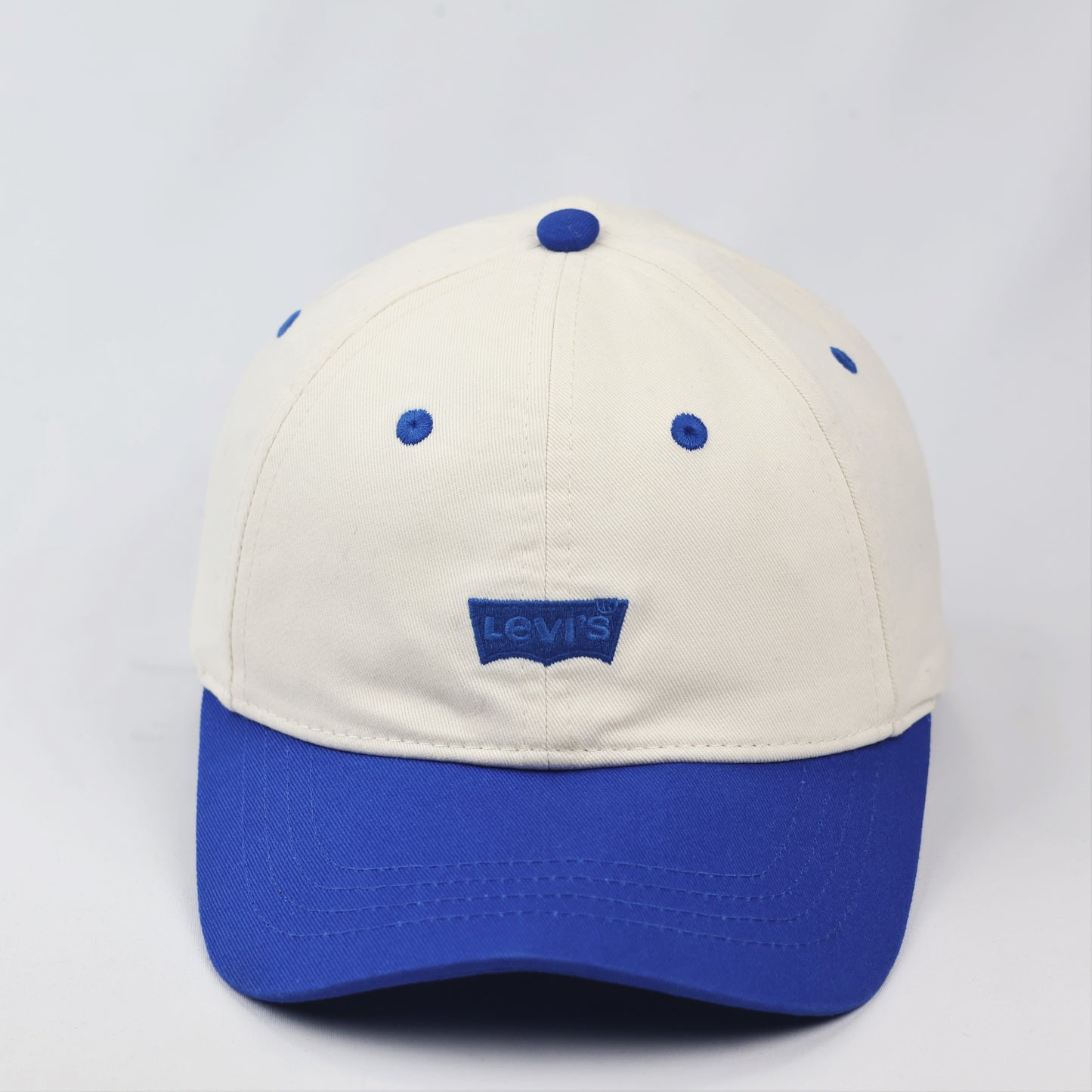 Levi's Two-Tone Baseball Thrifted Cap – Off-White & Royal Blue