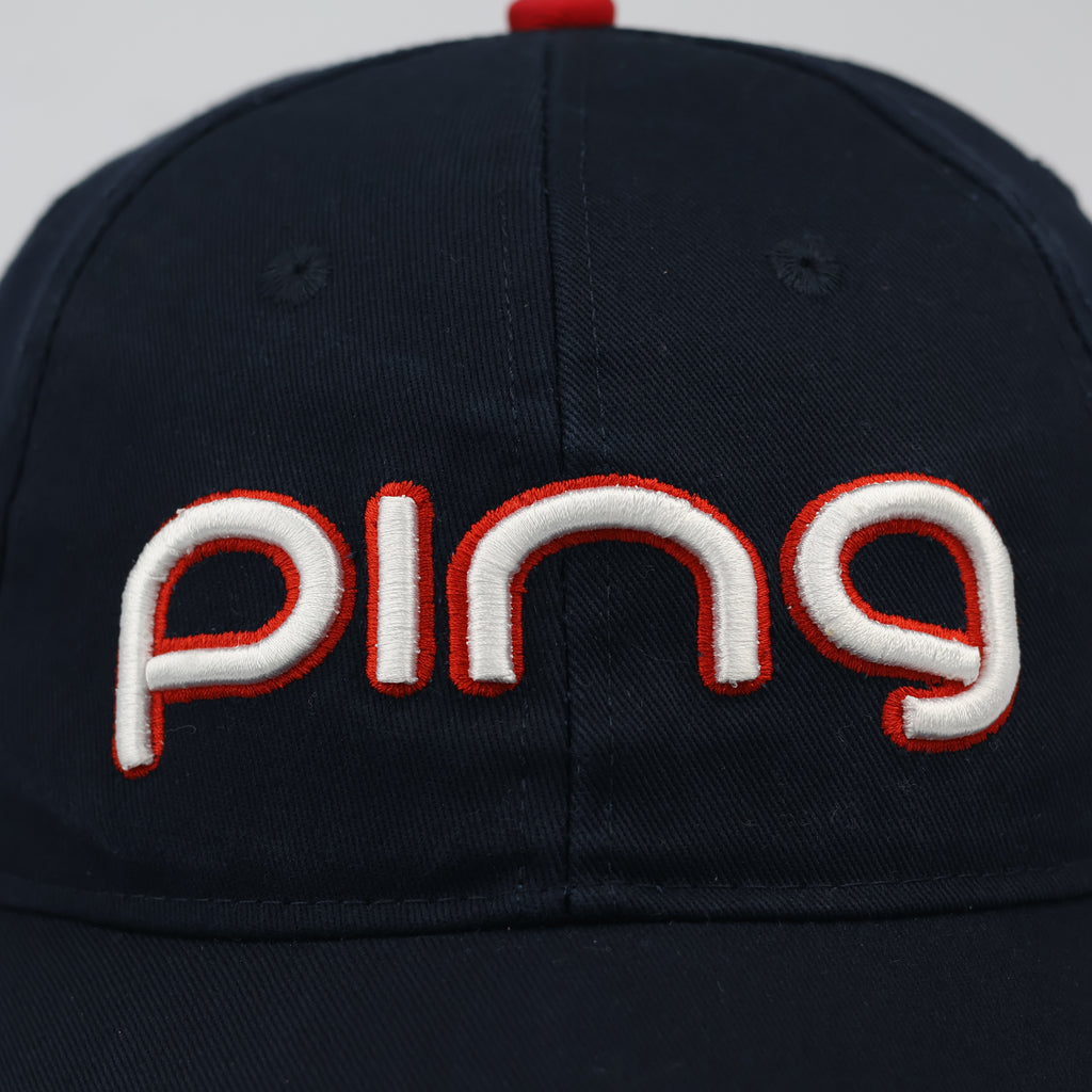 Vintage PING Golf Adjustable Baseball Thrifted Cap - Navy/Red/White