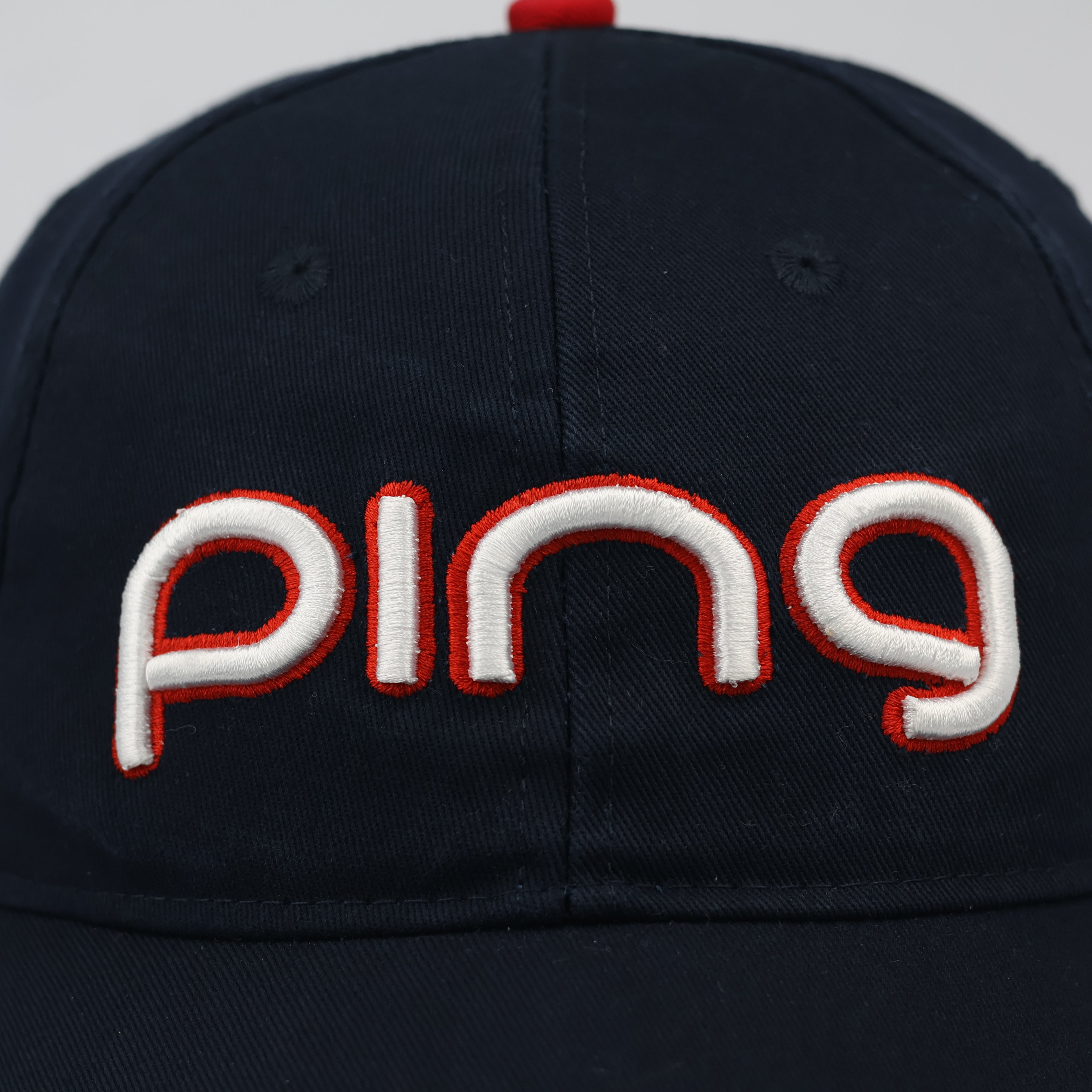 Vintage PING Golf Adjustable Baseball Thrifted Cap - Navy/Red/White