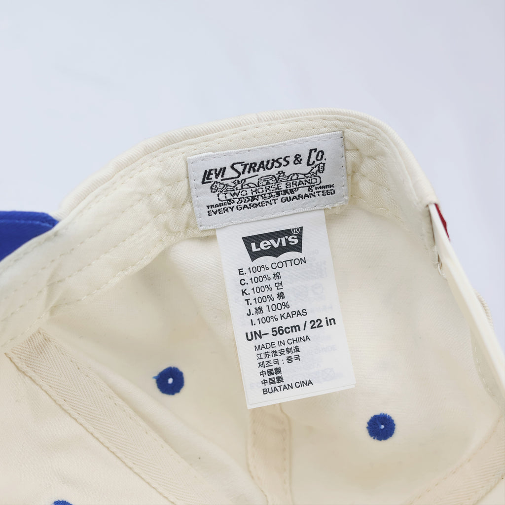 Levi's Two-Tone Baseball Thrifted Cap – Off-White & Royal Blue