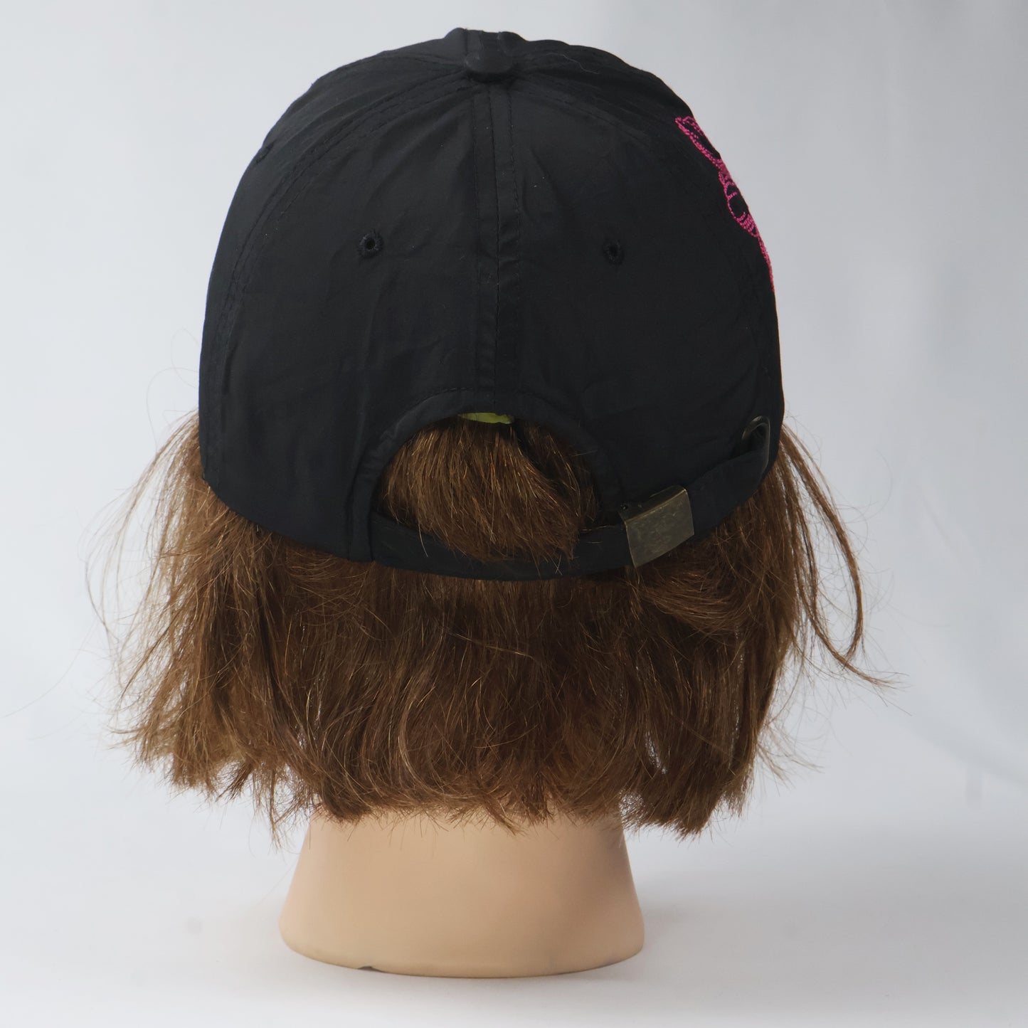 Pink Floral Embroidered Technical Cap - Black