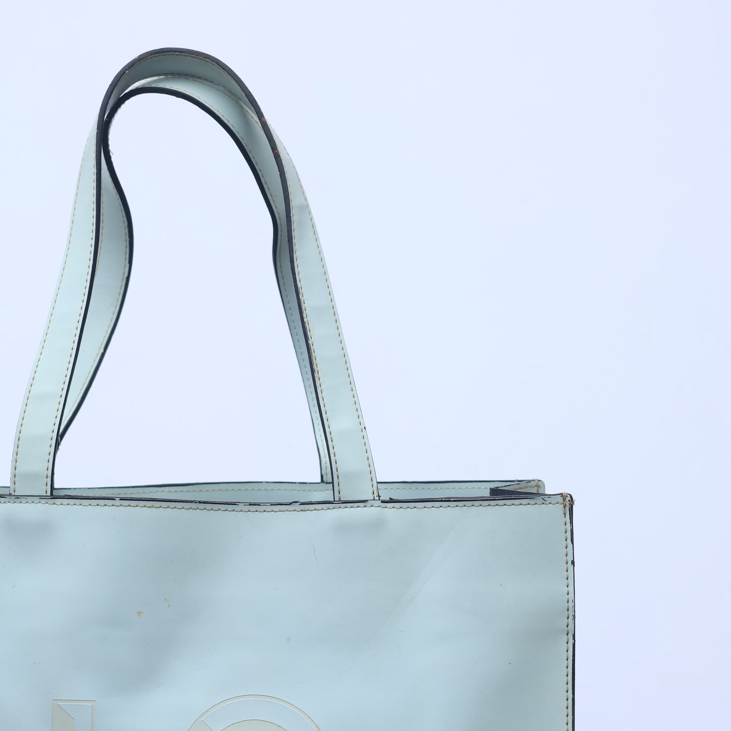 Retro "LOVE IT" Graphic Leather Thrifted Tote Bag - Mint Green