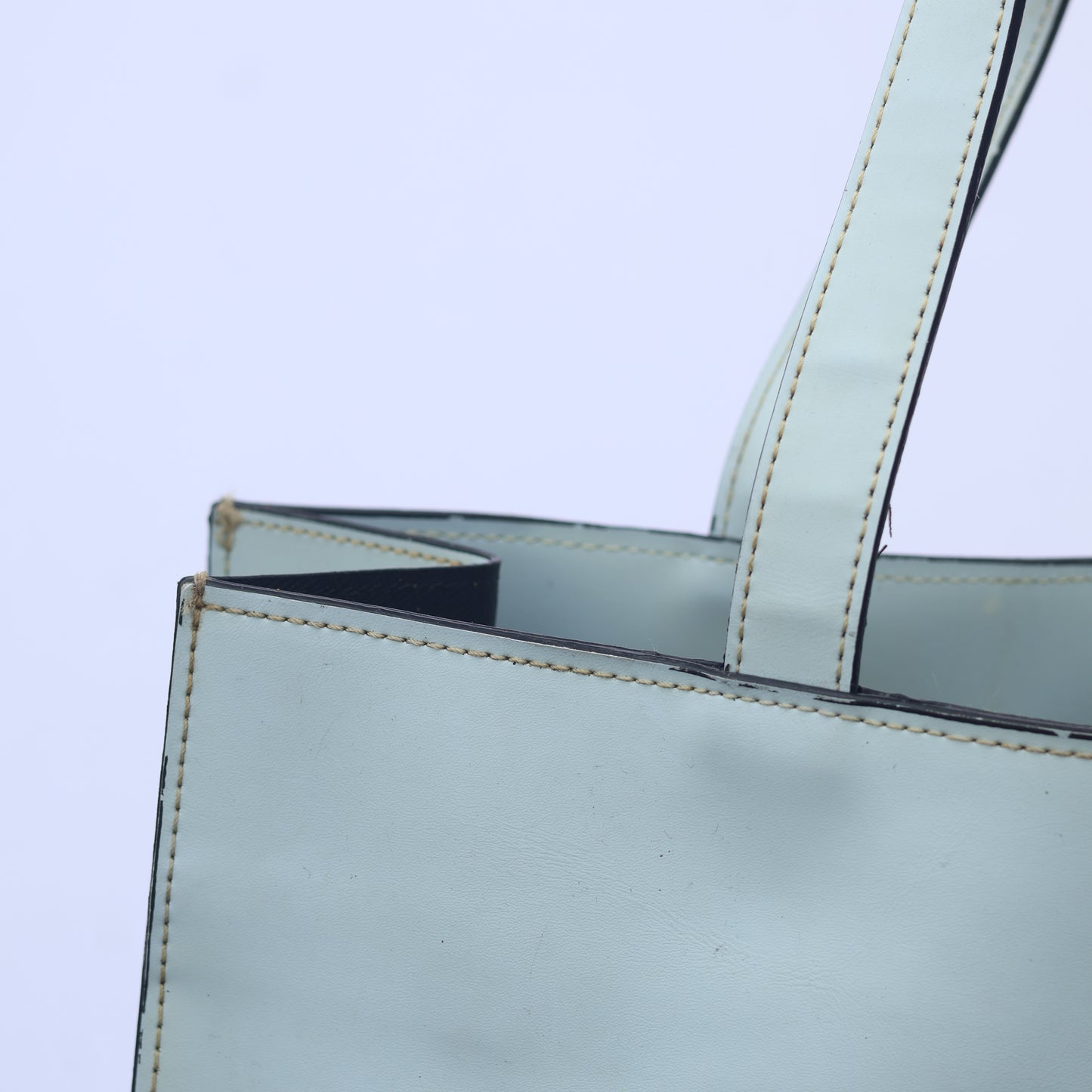 Retro "LOVE IT" Graphic Leather Thrifted Tote Bag - Mint Green