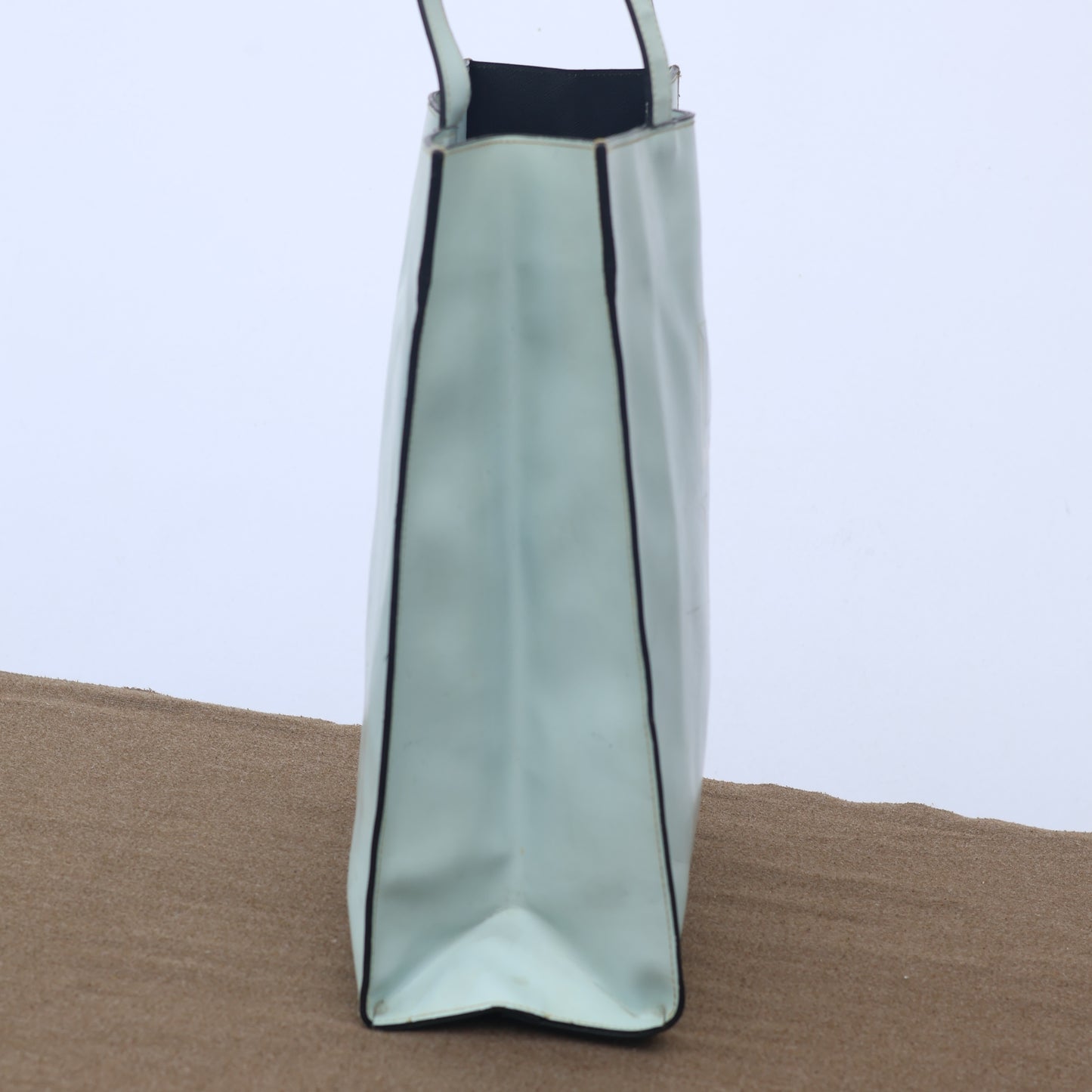 Retro "LOVE IT" Graphic Leather Thrifted Tote Bag - Mint Green