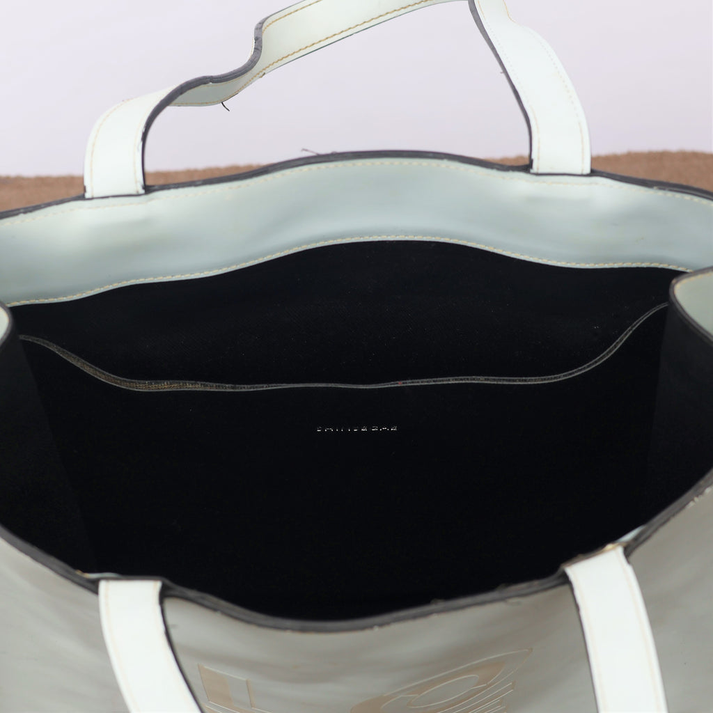 Retro "LOVE IT" Graphic Leather Thrifted Tote Bag - Mint Green