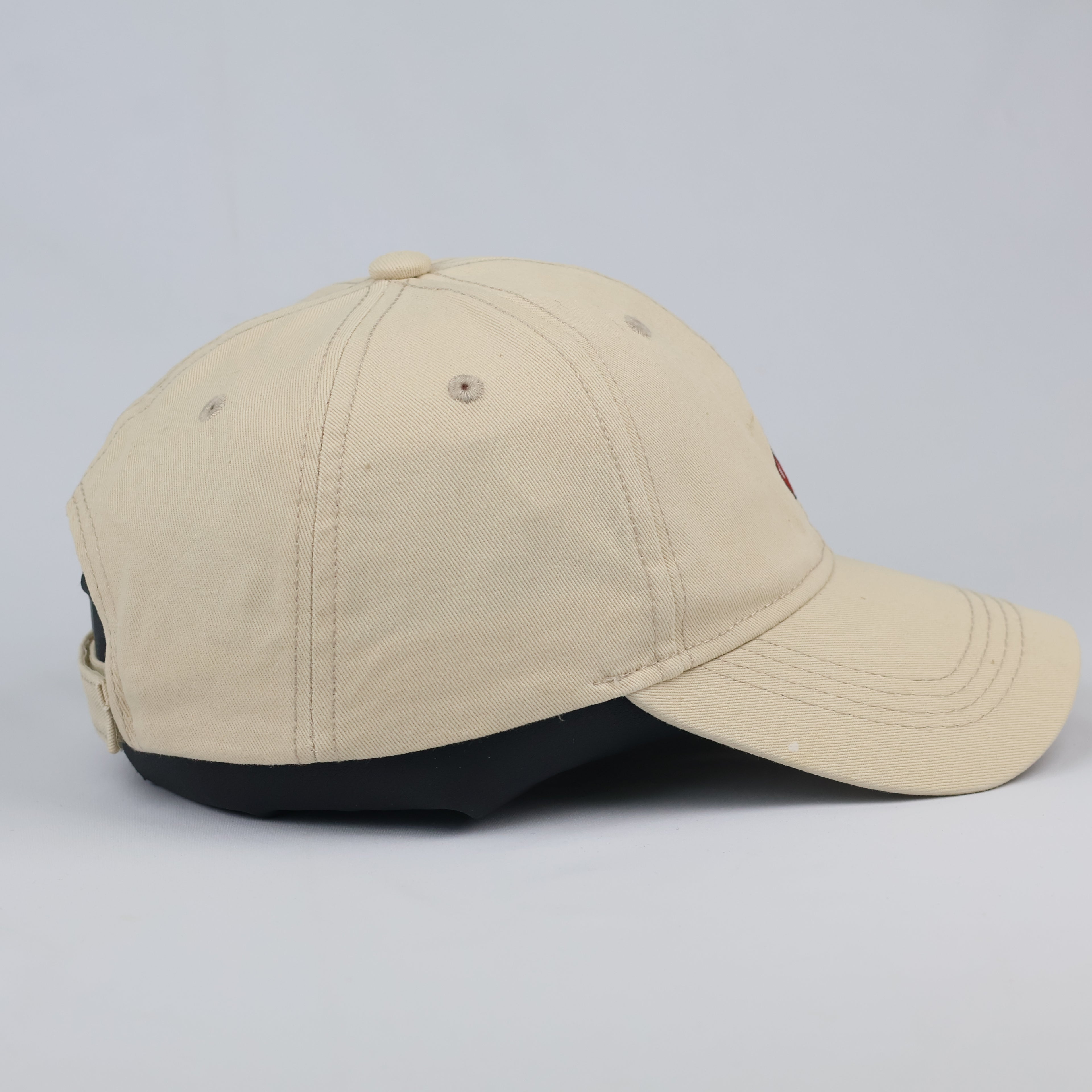 Pixel Cherry Embroidered Dad Hat - Beige Low Profile Cotton Cap