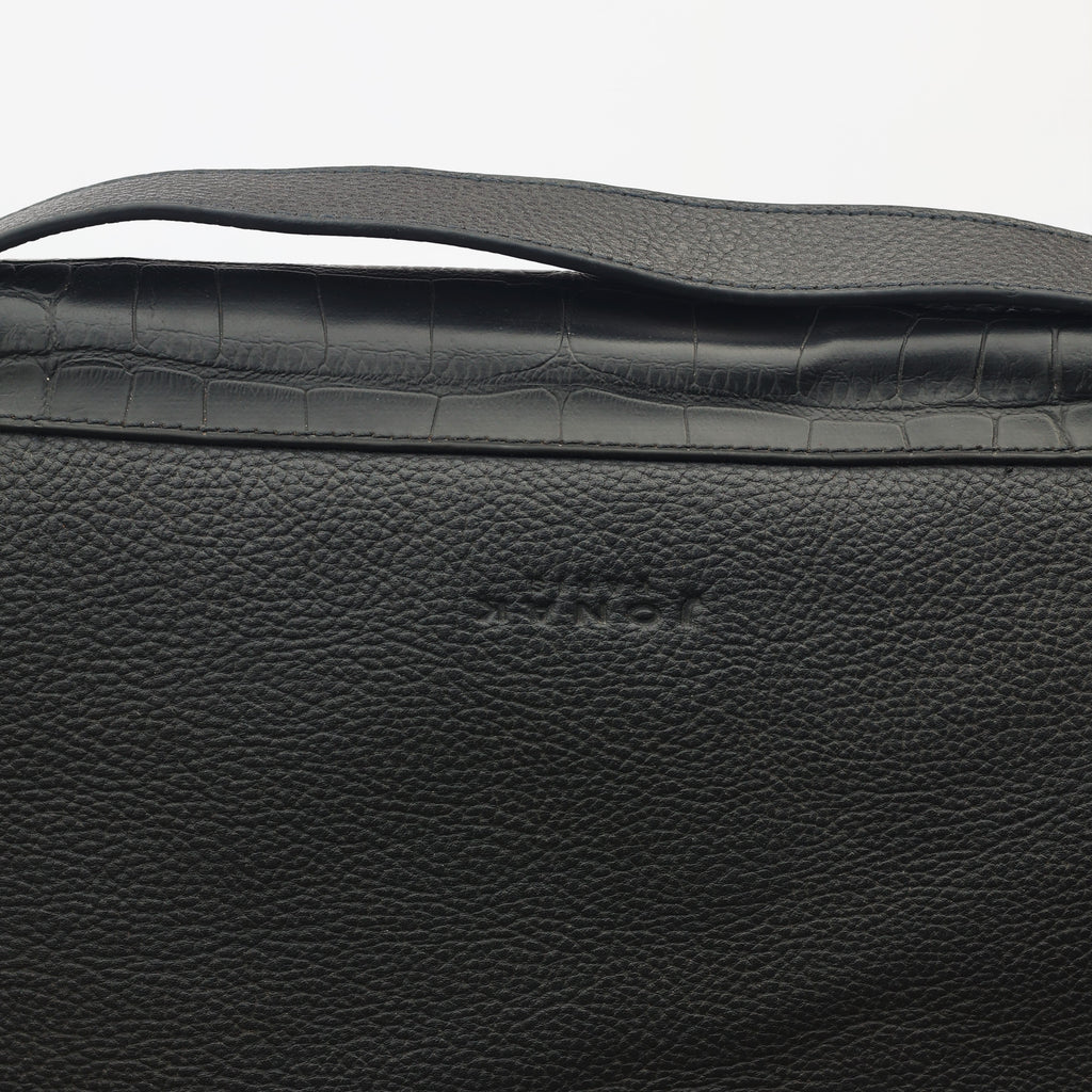 Premium Jonak Paris Leather Portfolio Clutch with Croc Detail -Thrifted