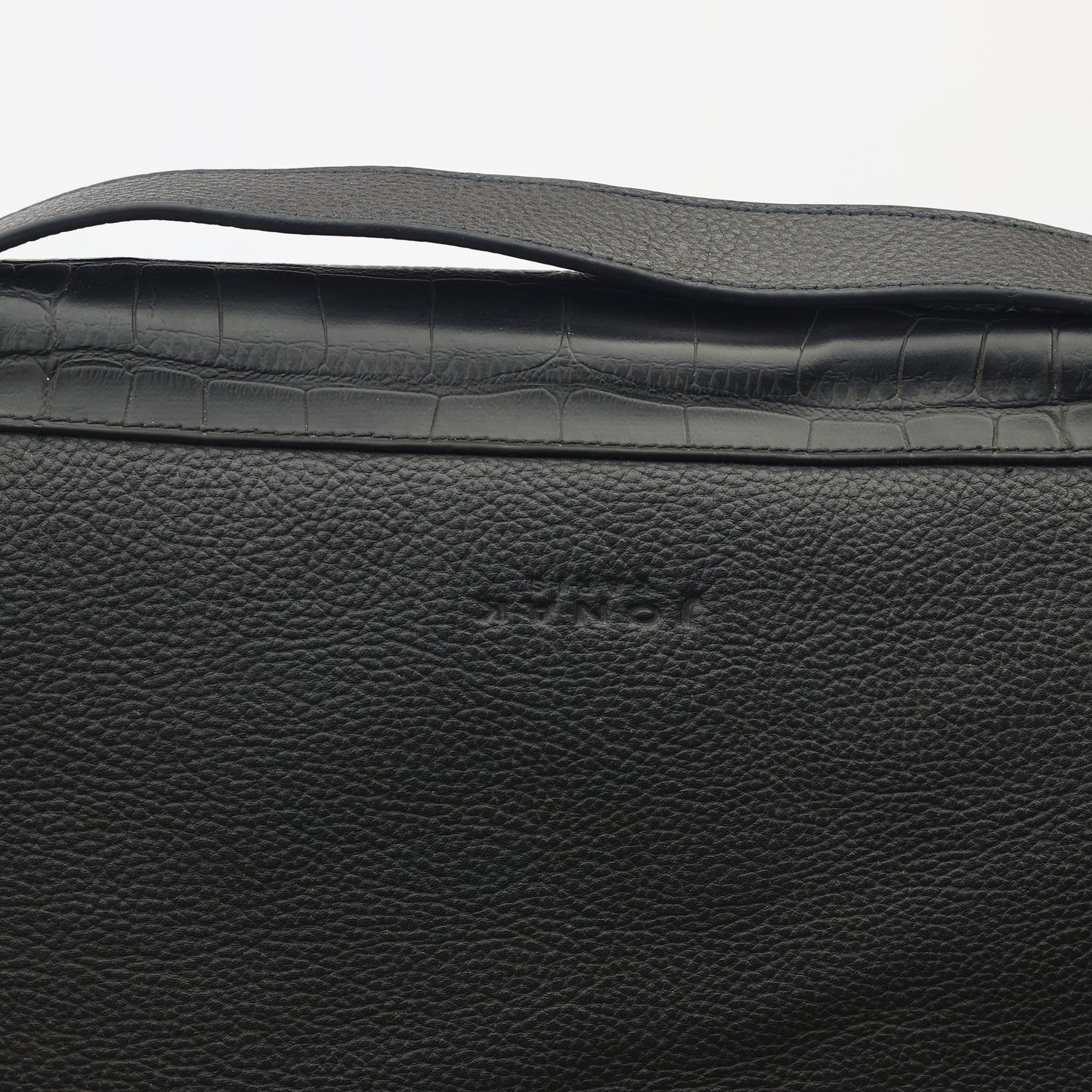 Premium Jonak Paris Leather Portfolio Clutch with Croc Detail -Thrifted