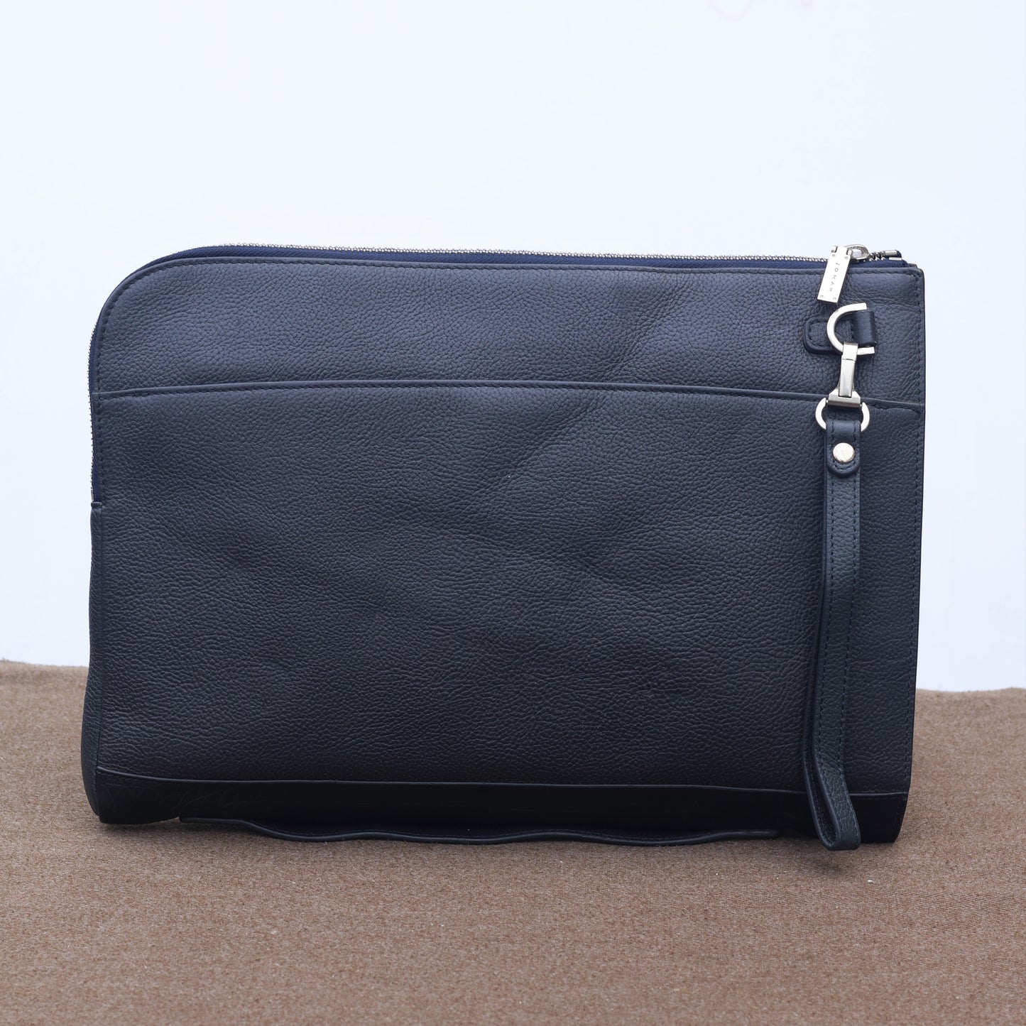 Premium Jonak Paris Leather Portfolio Clutch with Croc Detail -Thrifted