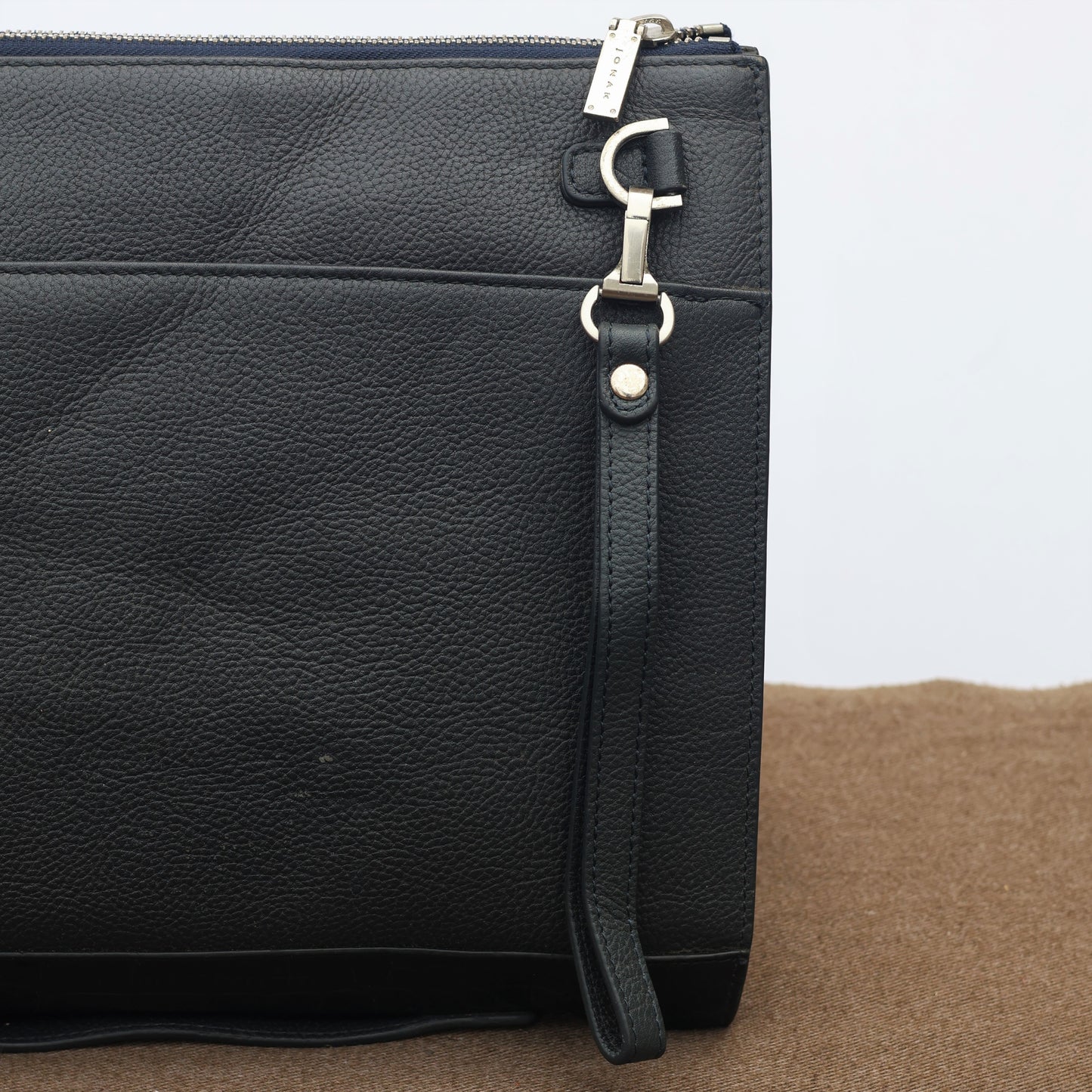 Premium Jonak Paris Leather Portfolio Clutch with Croc Detail -Thrifted