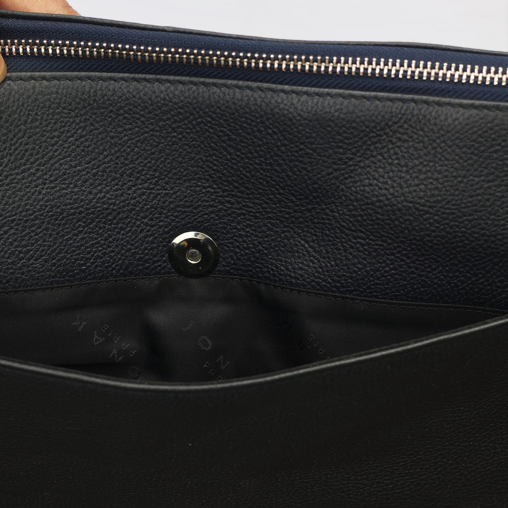 Premium Jonak Paris Leather Portfolio Clutch with Croc Detail -Thrifted