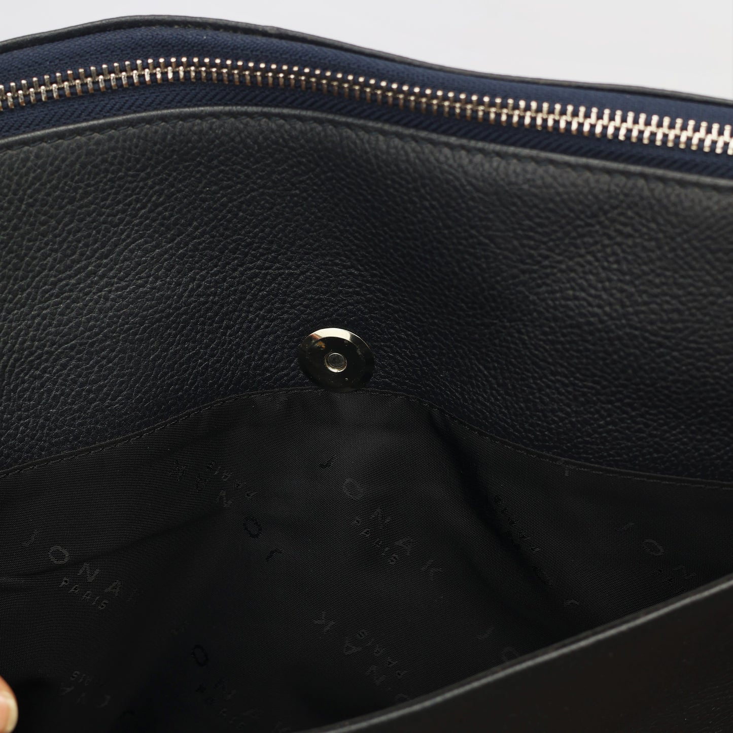 Premium Jonak Paris Leather Portfolio Clutch with Croc Detail -Thrifted