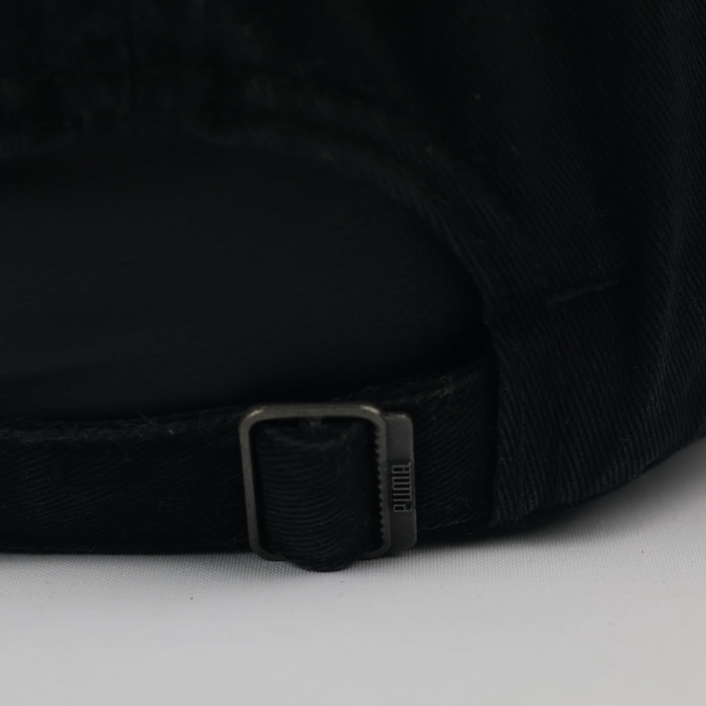 Vintage Puma Military Cadet Thrifted Cap - Black Cotton with Distressed Logo - 56-58cm