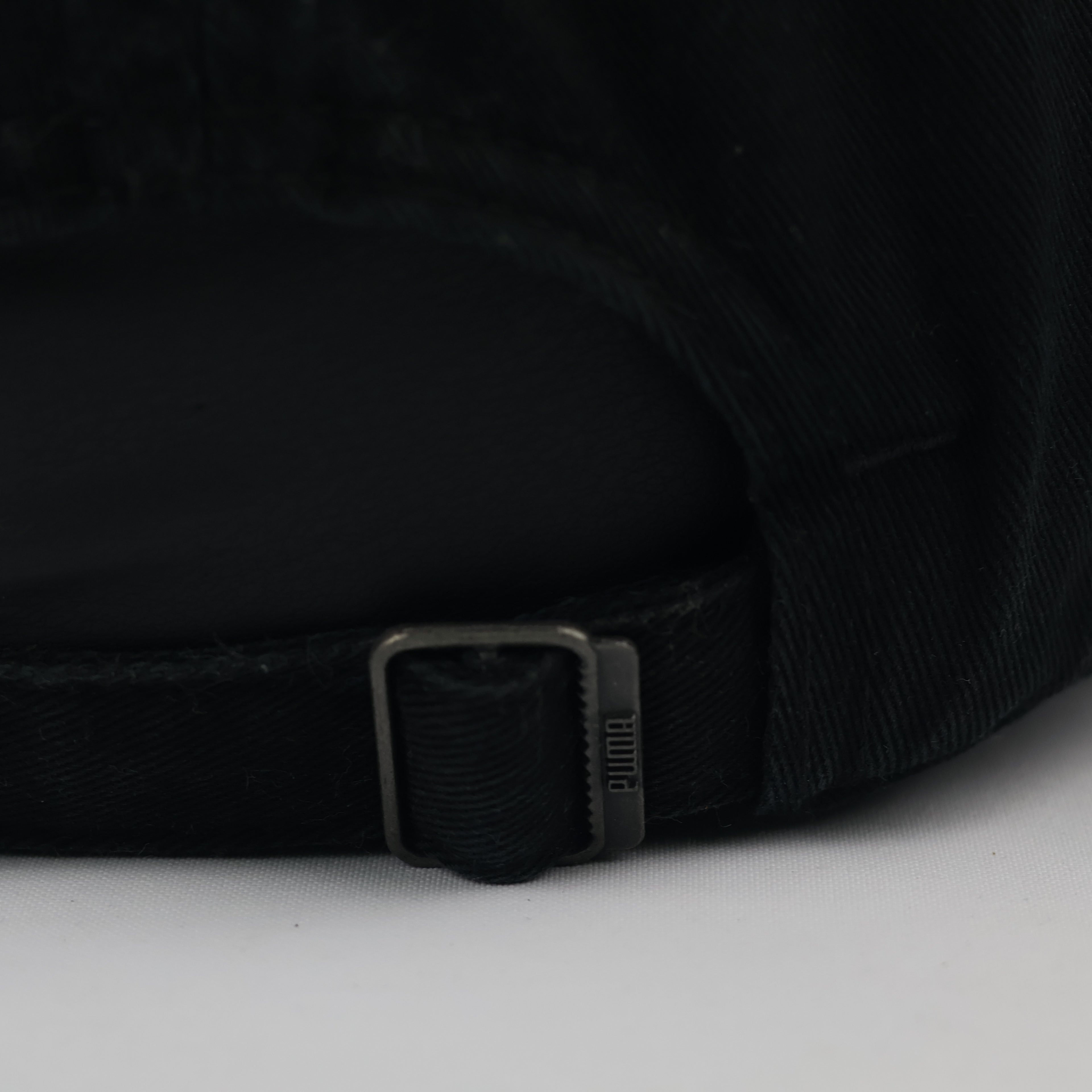 Vintage Puma Military Cadet Thrifted Cap - Black Cotton with Distressed Logo - 56-58cm