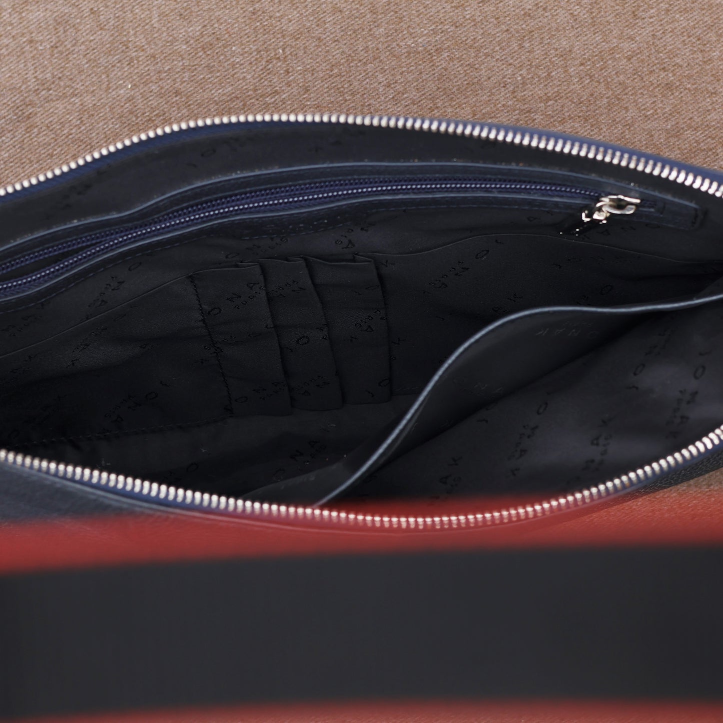 Premium Jonak Paris Leather Portfolio Clutch with Croc Detail -Thrifted