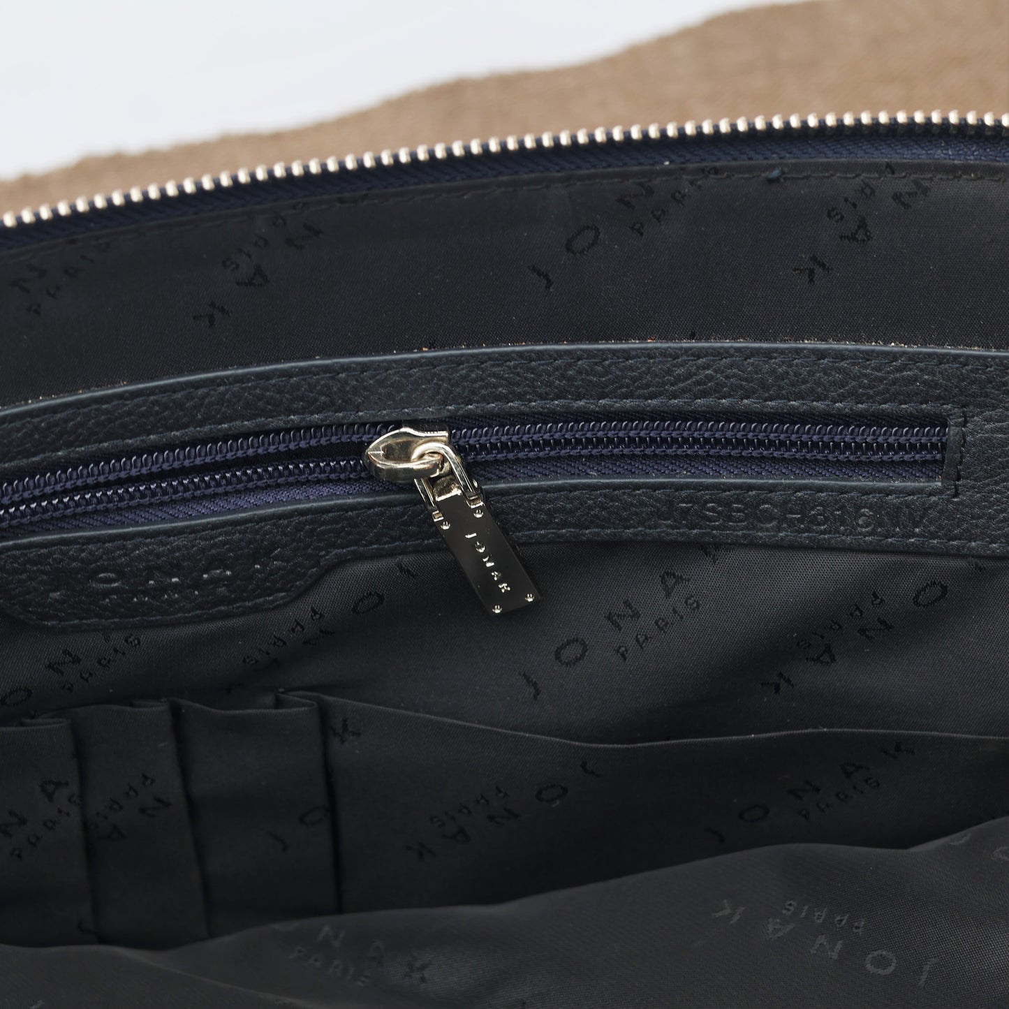 Premium Jonak Paris Leather Portfolio Clutch with Croc Detail -Thrifted