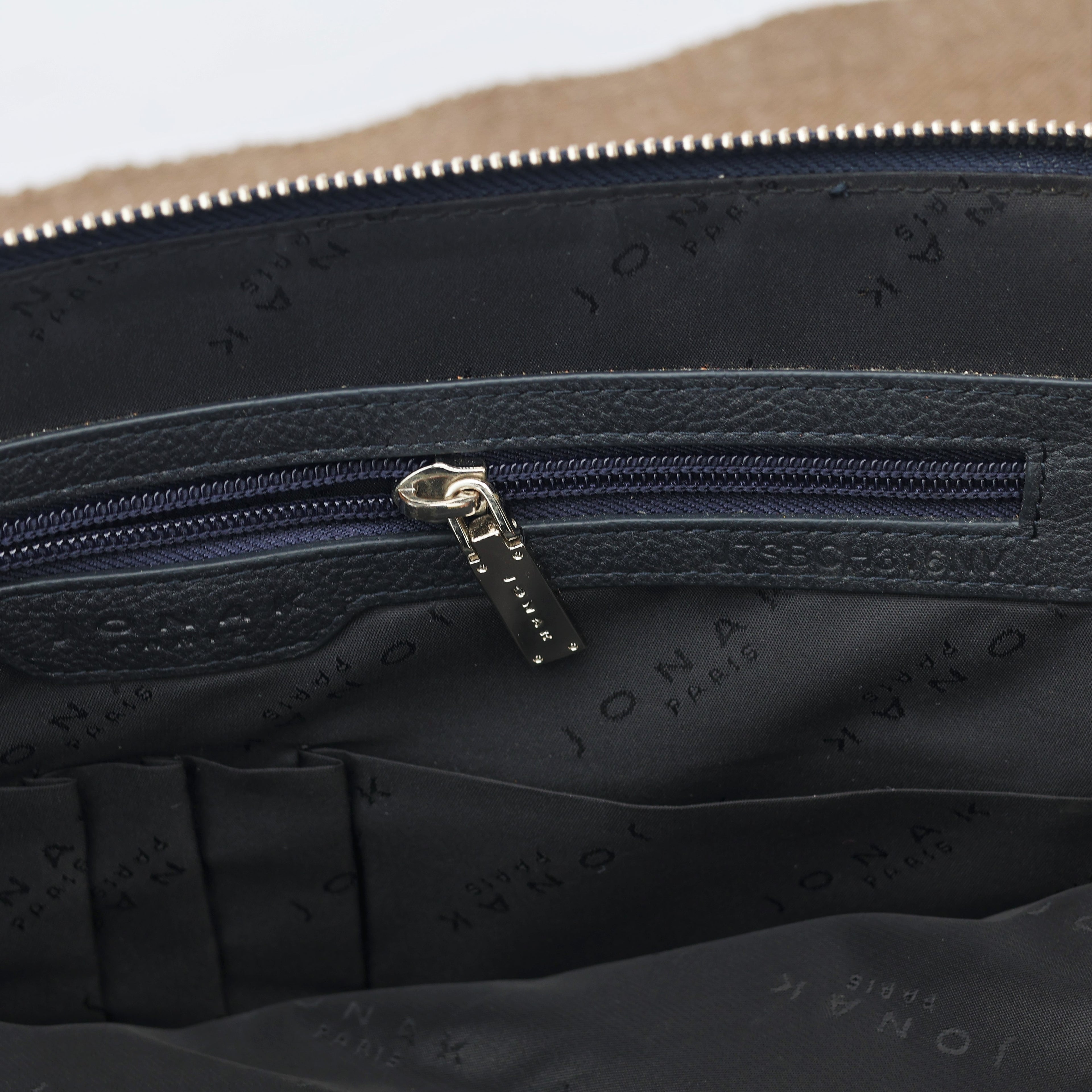 Premium Jonak Paris Leather Portfolio Clutch with Croc Detail -Thrifted