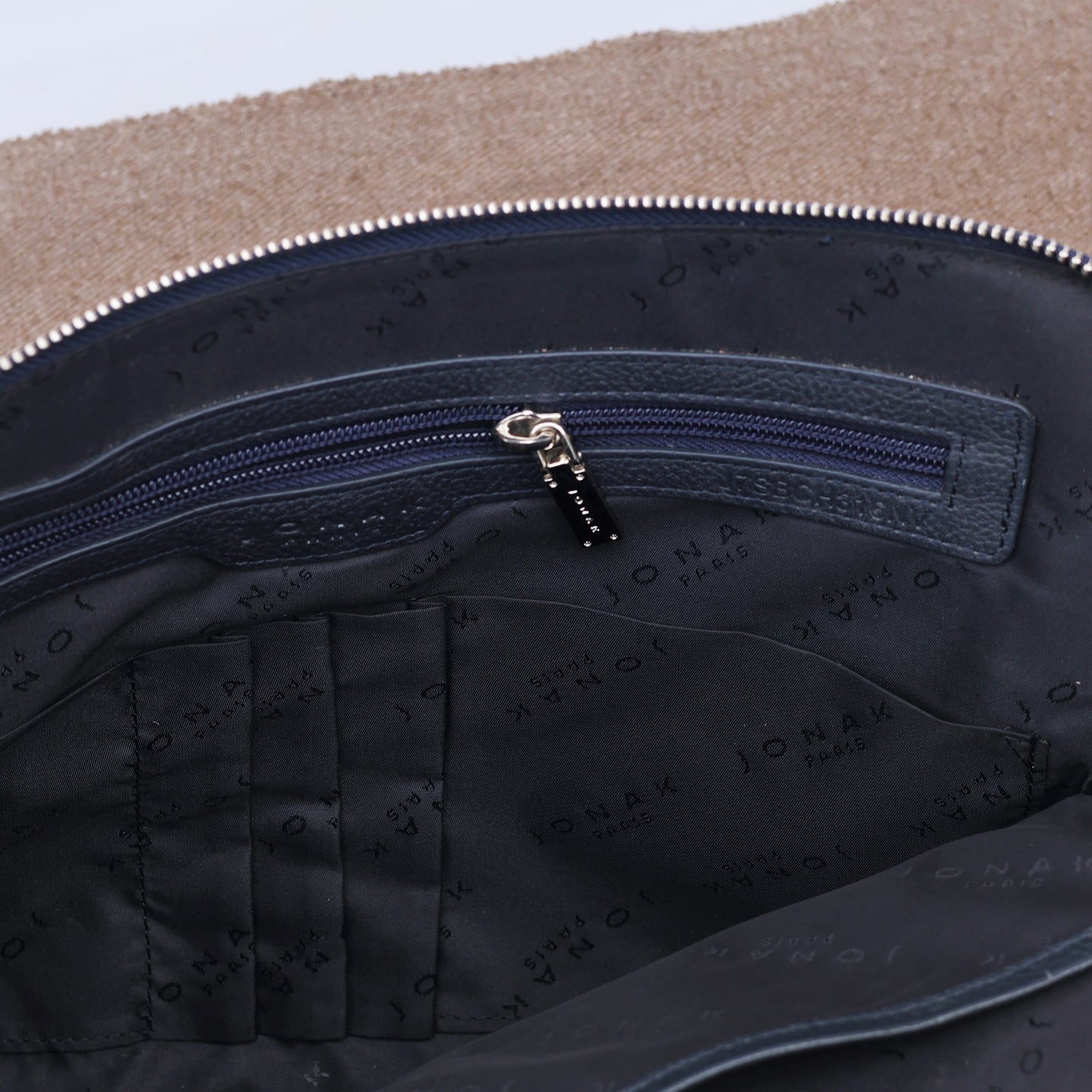 Premium Jonak Paris Leather Portfolio Clutch with Croc Detail -Thrifted