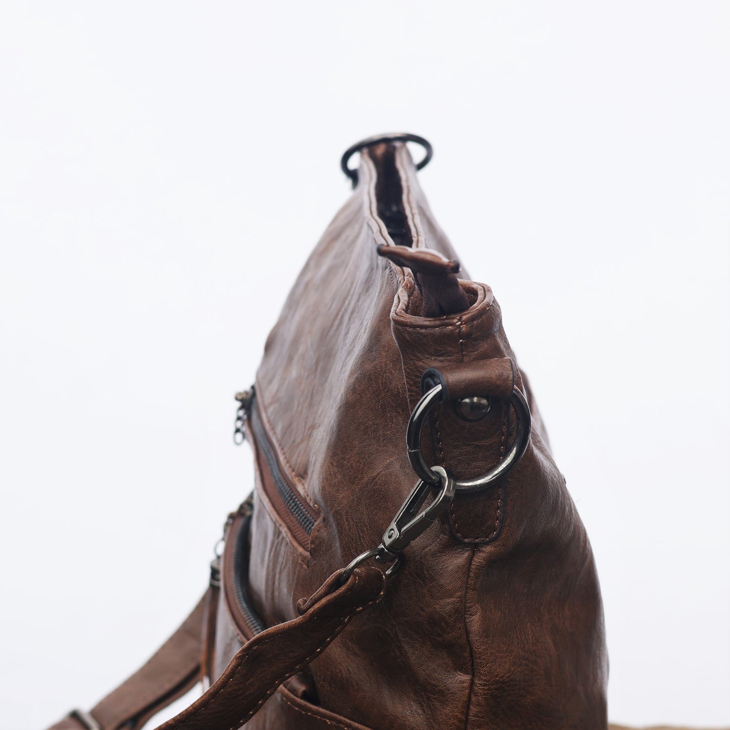 Vintage Brown Faux Leather Crossbody Bag with Tassel Detail