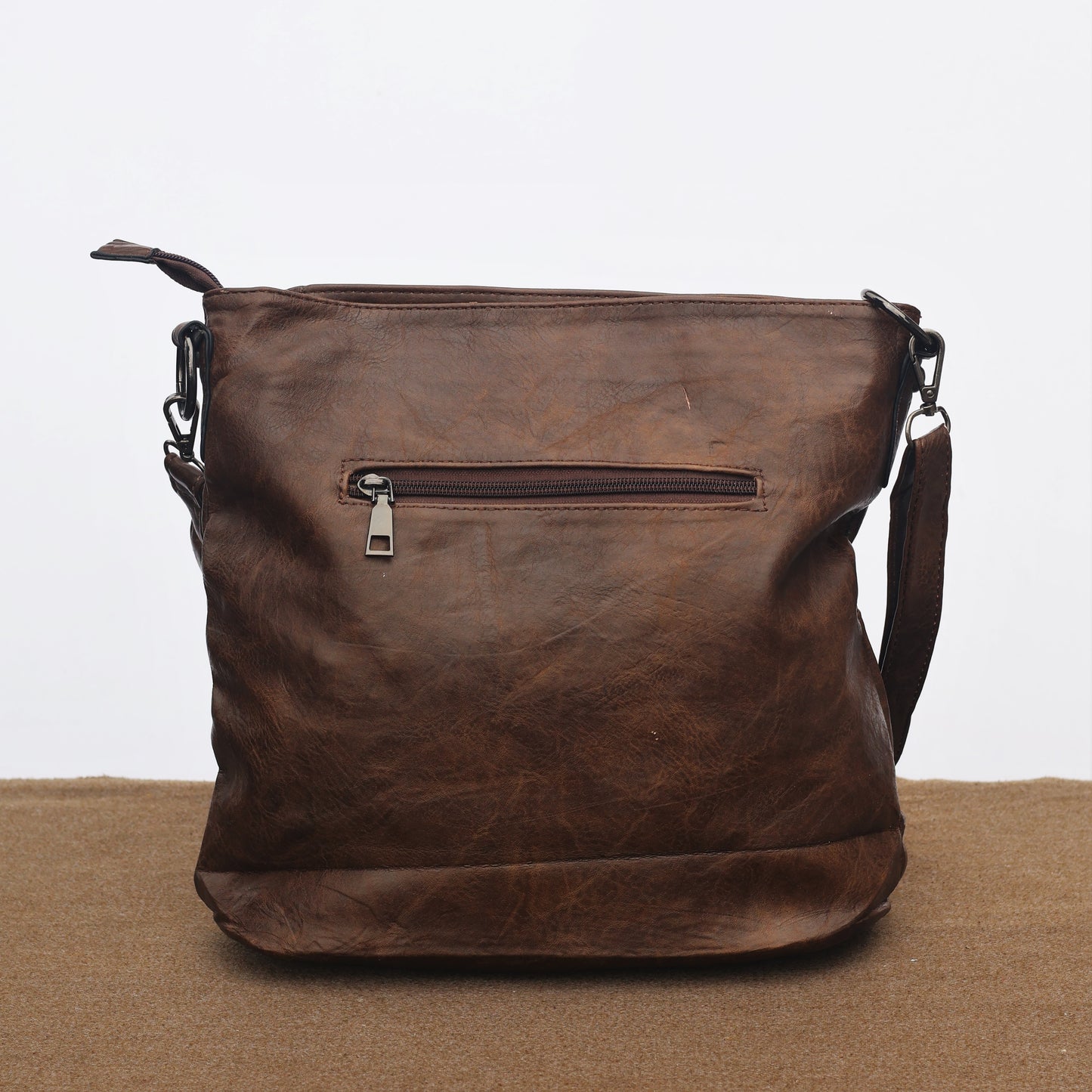 Vintage Brown Faux Leather Crossbody Bag with Tassel Detail