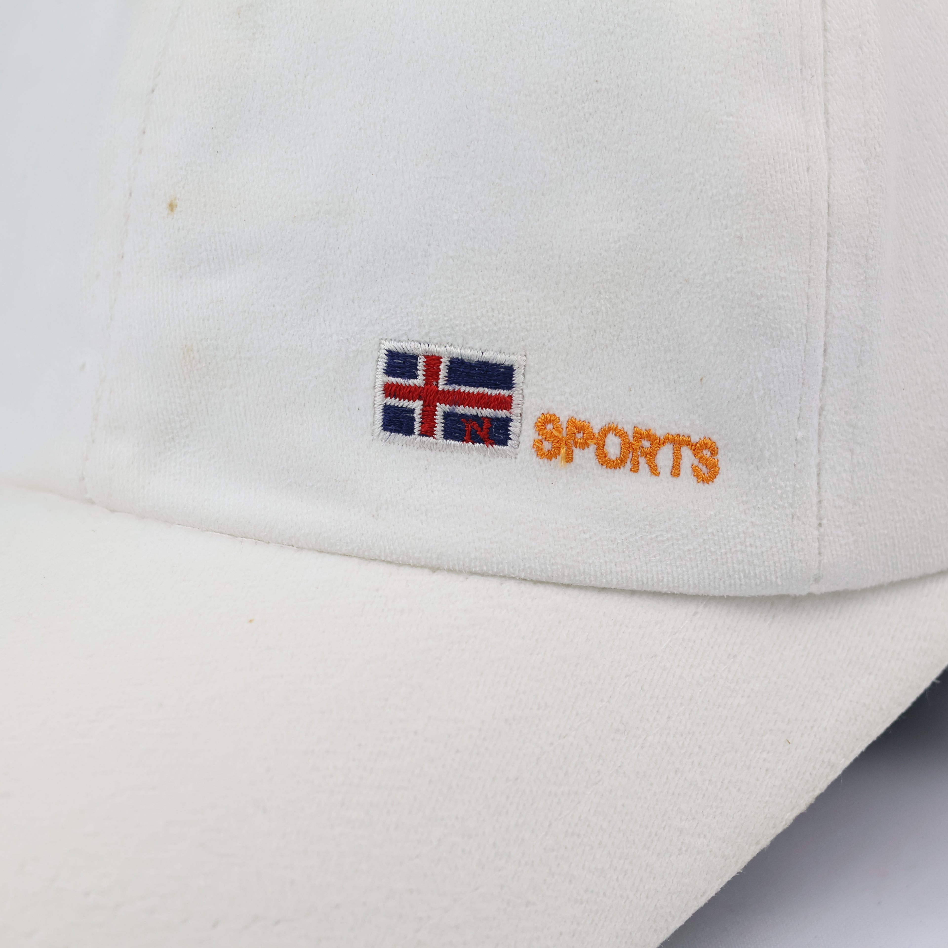 Vintage Cream Sports Cap with Flag Embroidery - Adjustable - Size 56-58cm