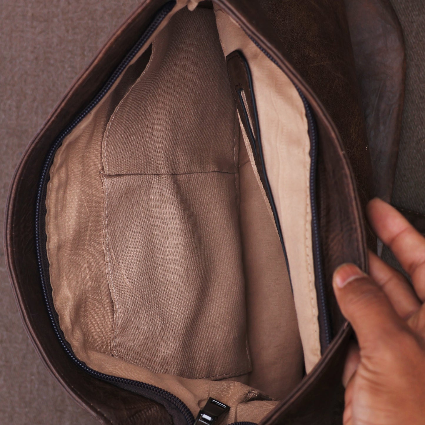 Vintage Brown Faux Leather Crossbody Bag with Tassel Detail