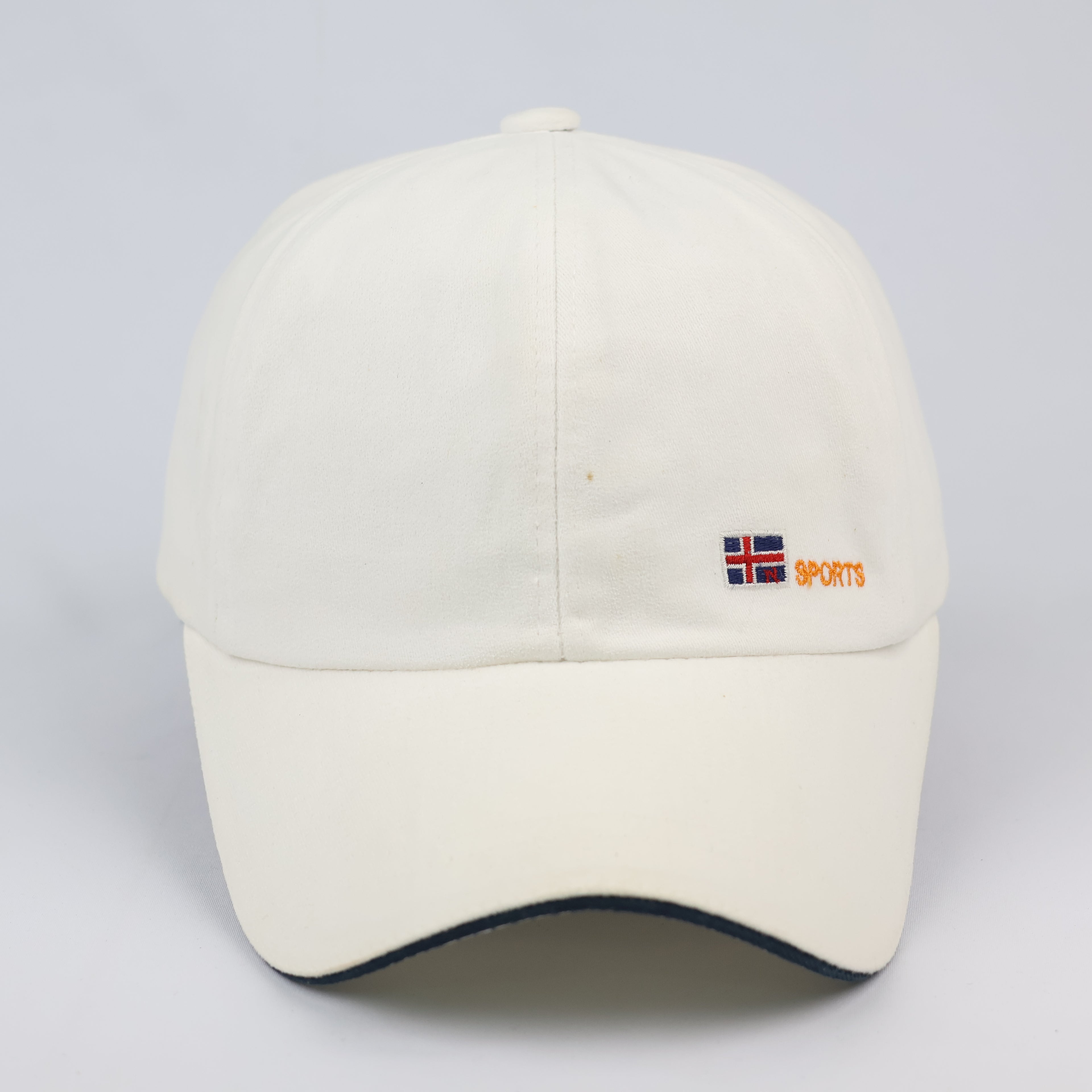 Vintage Cream Sports Cap with Flag Embroidery - Adjustable - Size 56-58cm