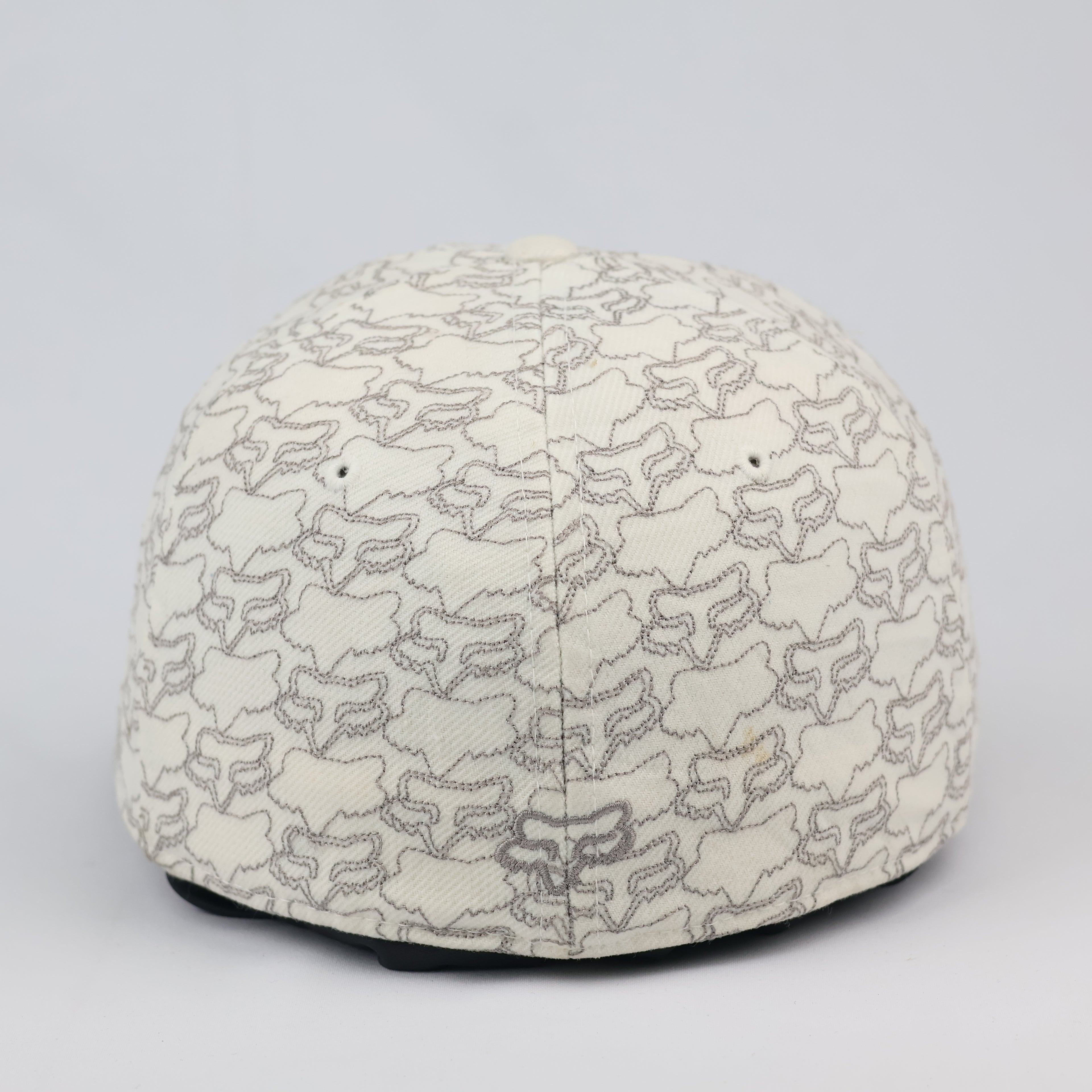 Fox Racing All-Over Print Logo Flat Brim Cap | Cream Monogram Fitted Hat